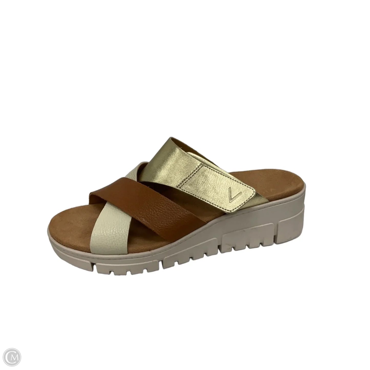 Sandals Flats By Vionic In Brown & Cream, Size: 11