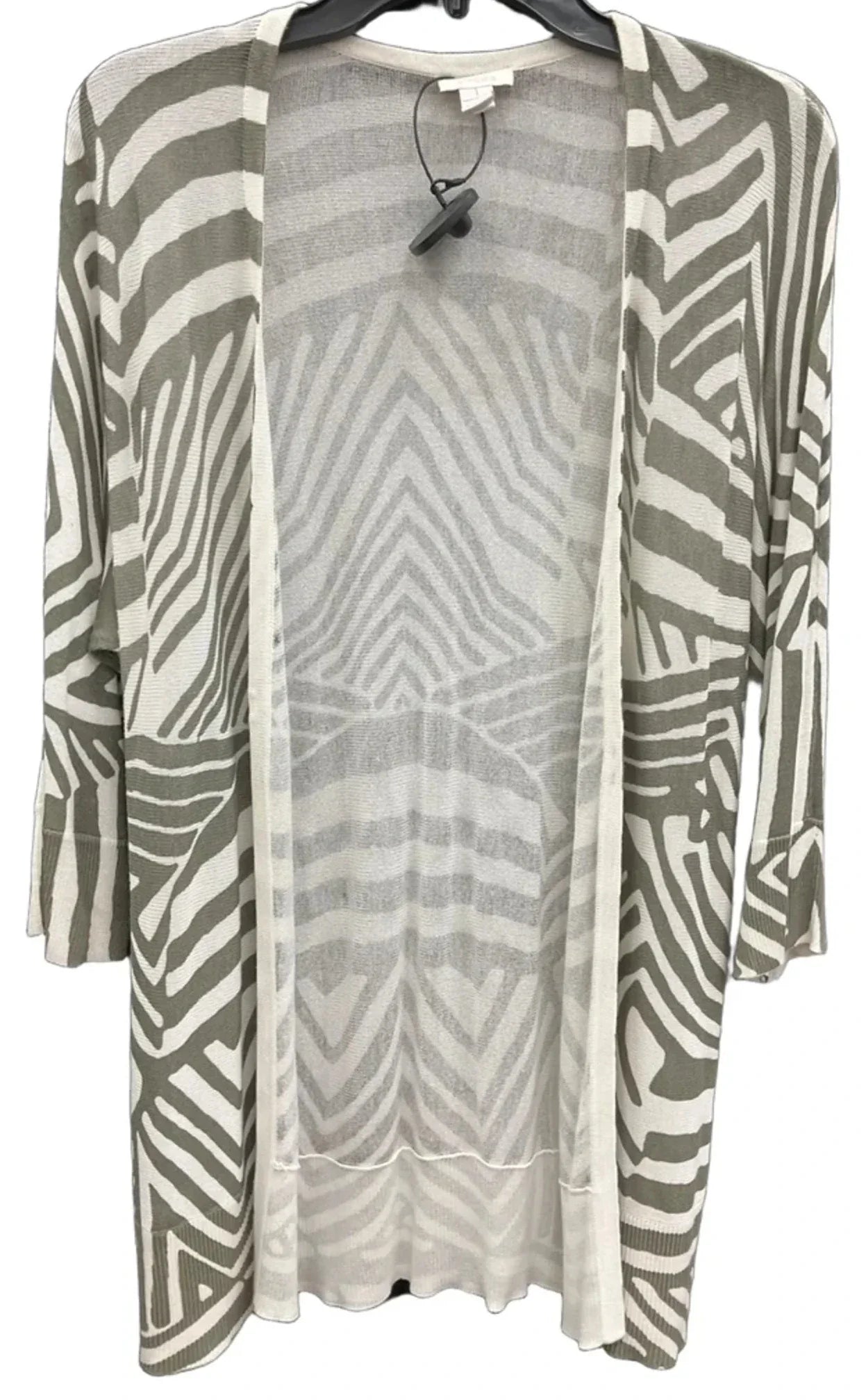 Cardigan By Chicos In Green & White, Size: M
