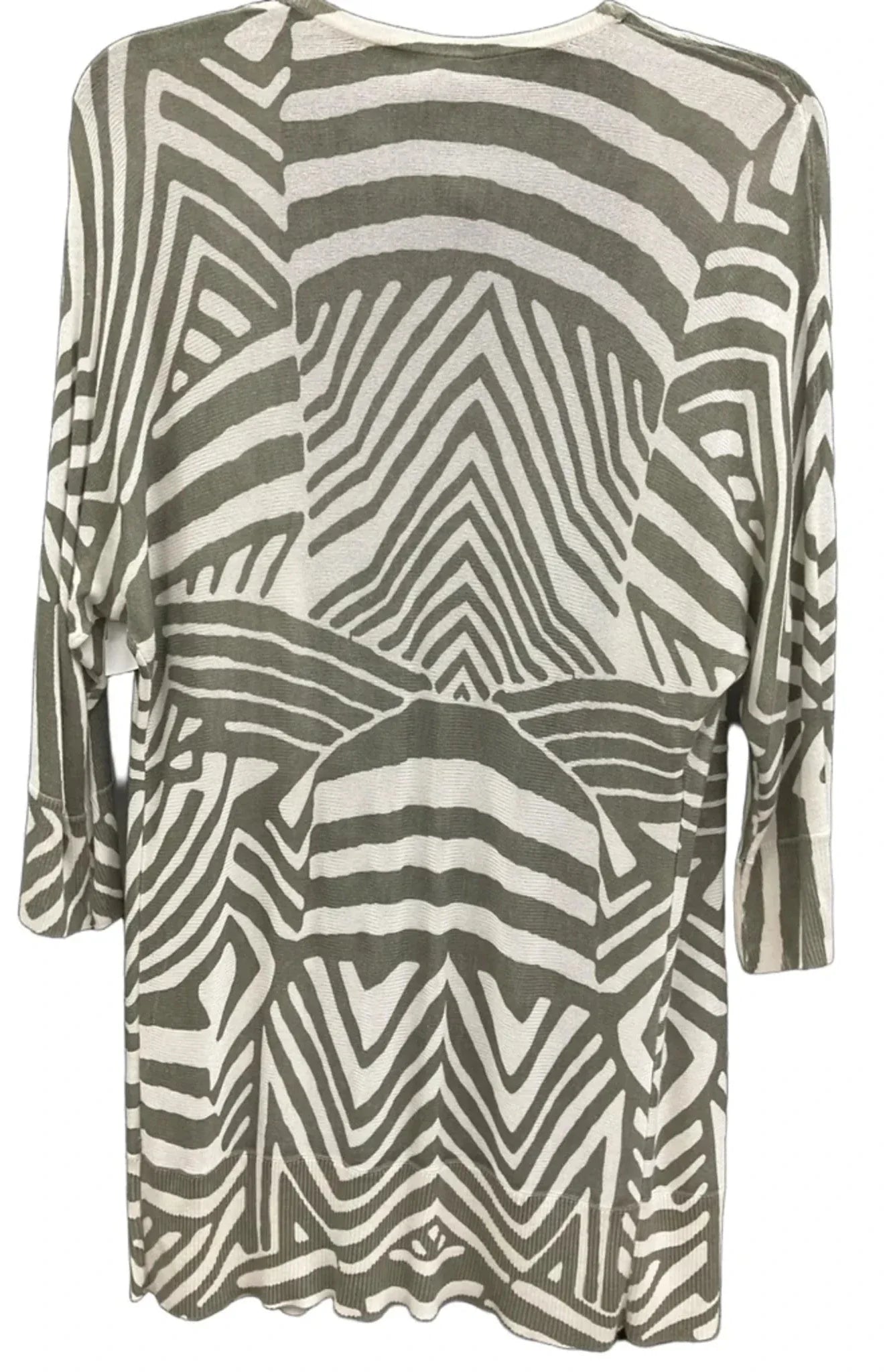 Cardigan By Chicos In Green & White, Size: M