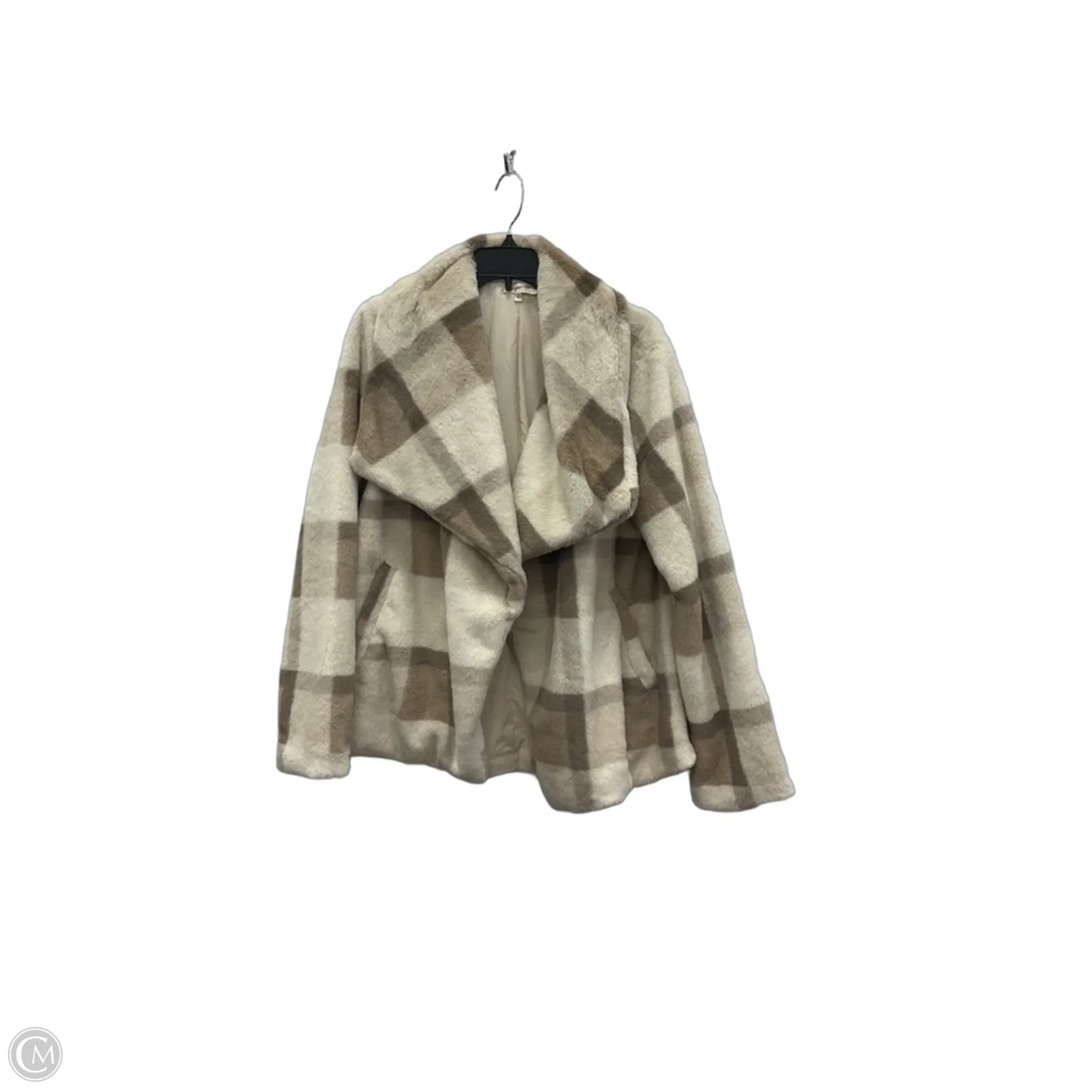 Jacket Faux Fur & Sherpa By Mystree In Brown & Cream, Size: M