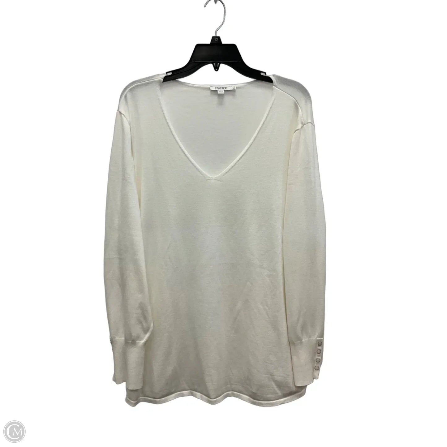 Top Long Sleeve By Chicos In White, Size: Xxl