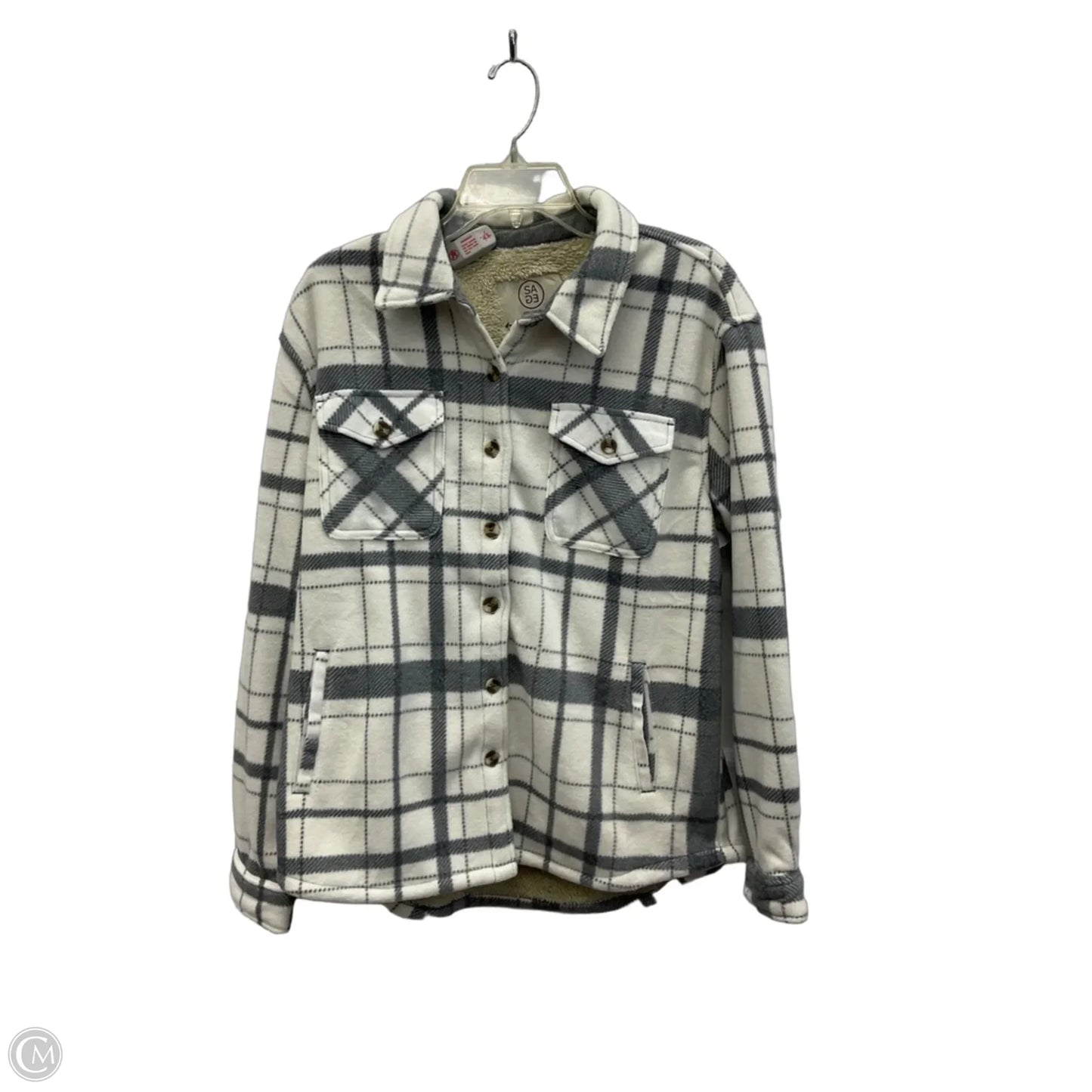 Jacket Shirt By Sage In Plaid Pattern, Size: M