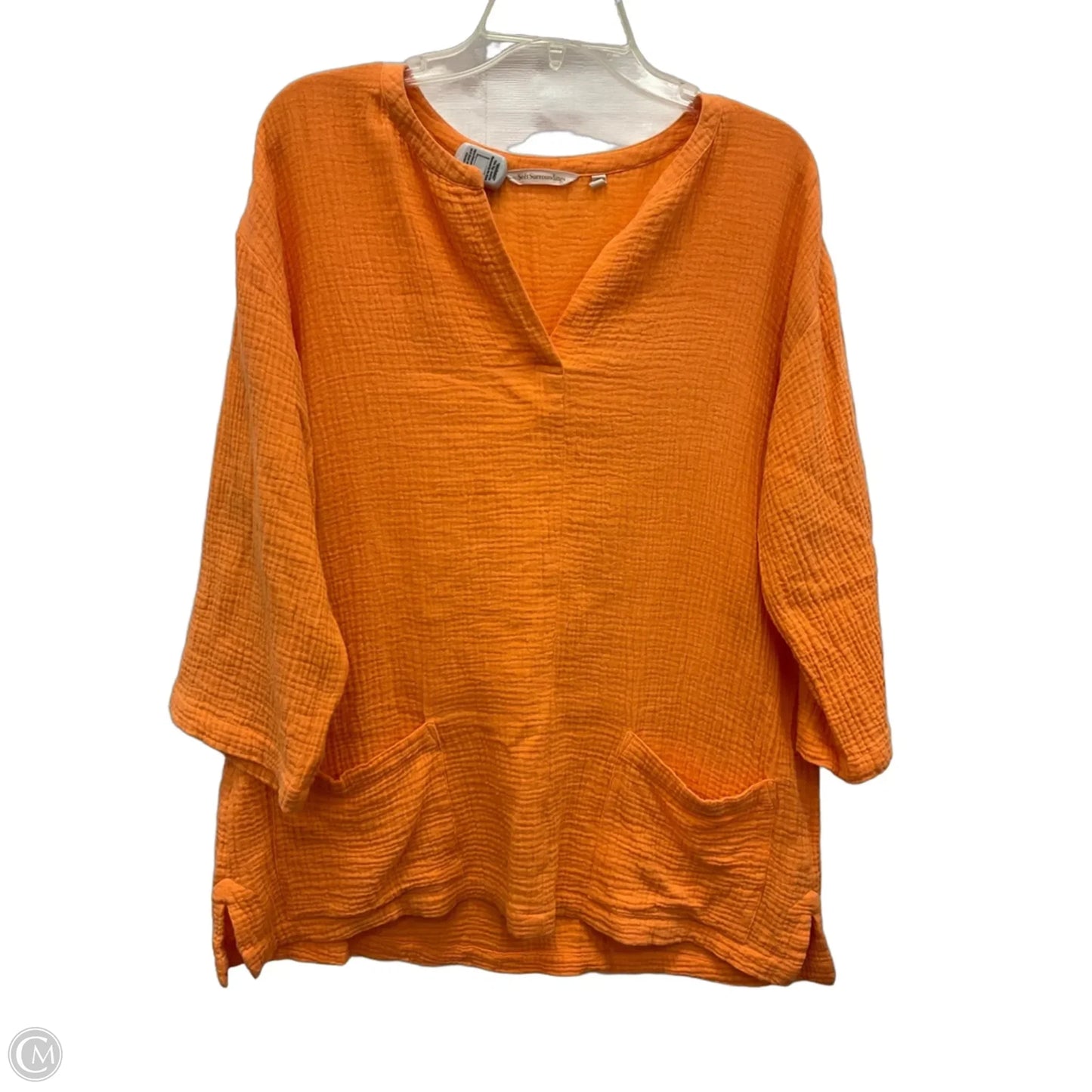 Top 3/4 Sleeve By Soft Surroundings In Orange, Size: M