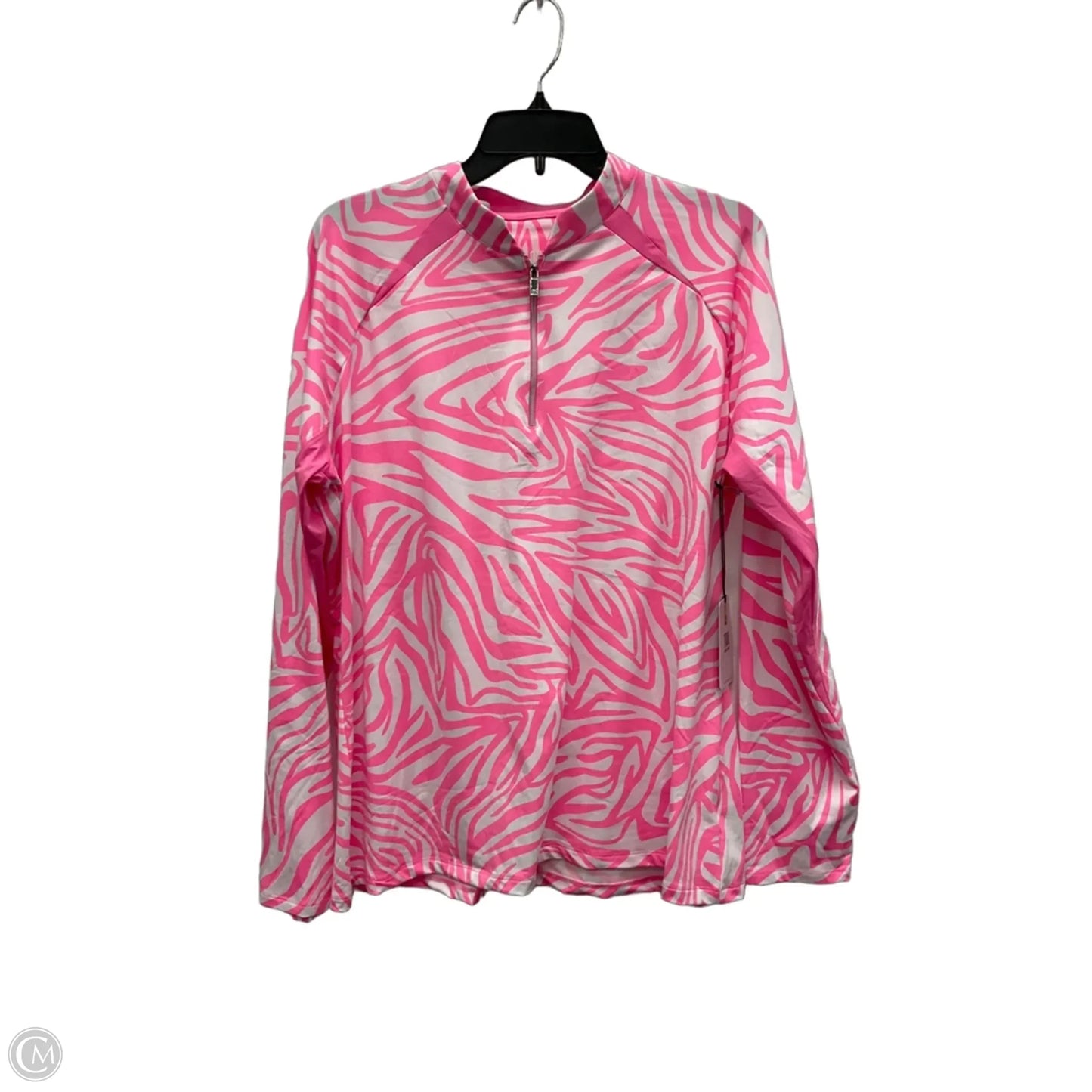 Athletic Top Long Sleeve Collar By Tail In Pink & White, Size: Xxl