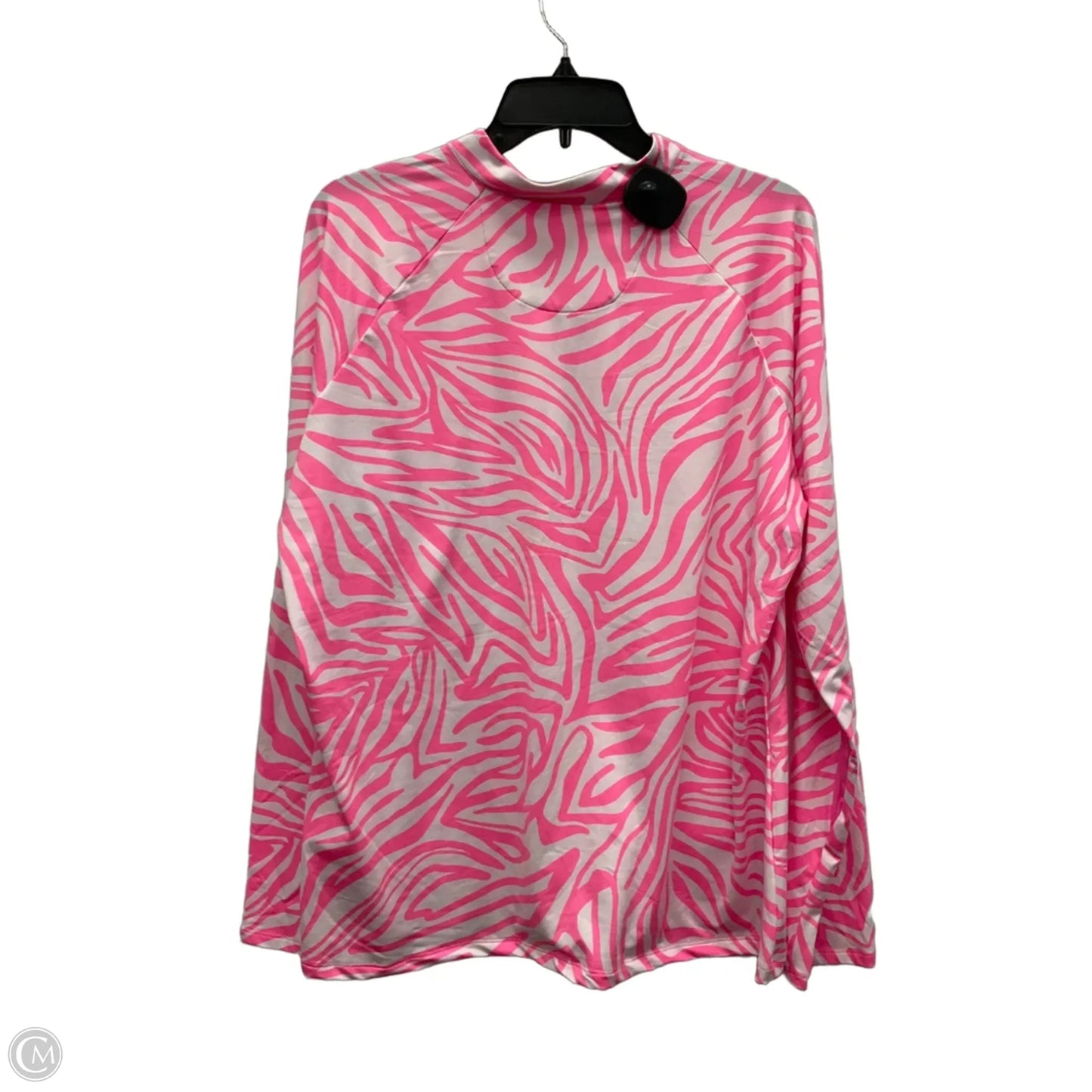 Athletic Top Long Sleeve Collar By Tail In Pink & White, Size: Xxl