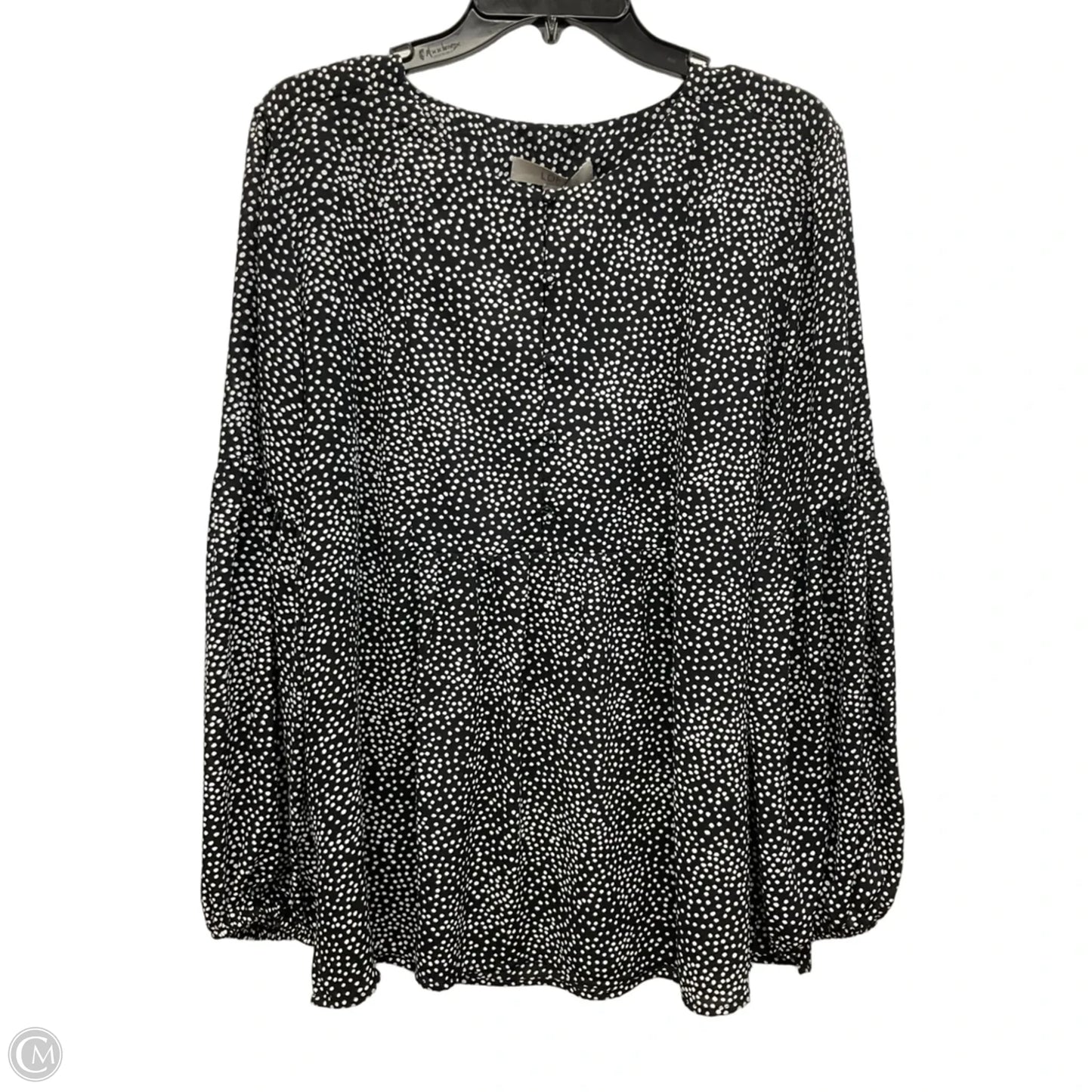 Top Long Sleeve By Loft In Black & White, Size: L