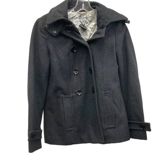Coat Peacoat By Calvin Klein In Grey, Size: S