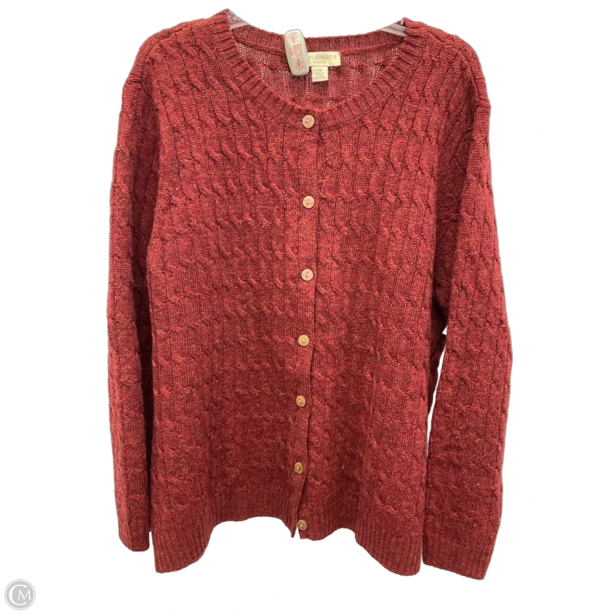 Cardigan By Appleseeds In Red, Size: 2x