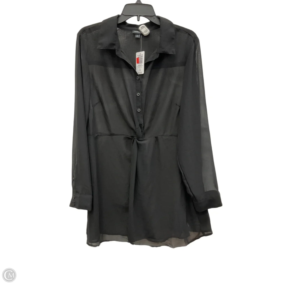 Blouse Long Sleeve By Torrid In Black, Size: 1x