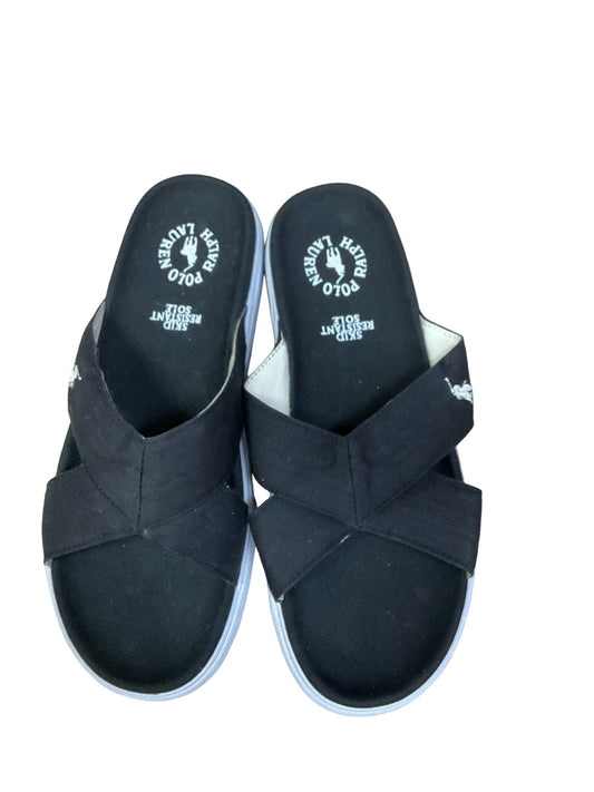 Black Sandals Flats Polo Ralph Lauren, Size 7.5