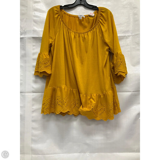 Top 3/4 Sleeve By Fever In Yellow, Size: 2x