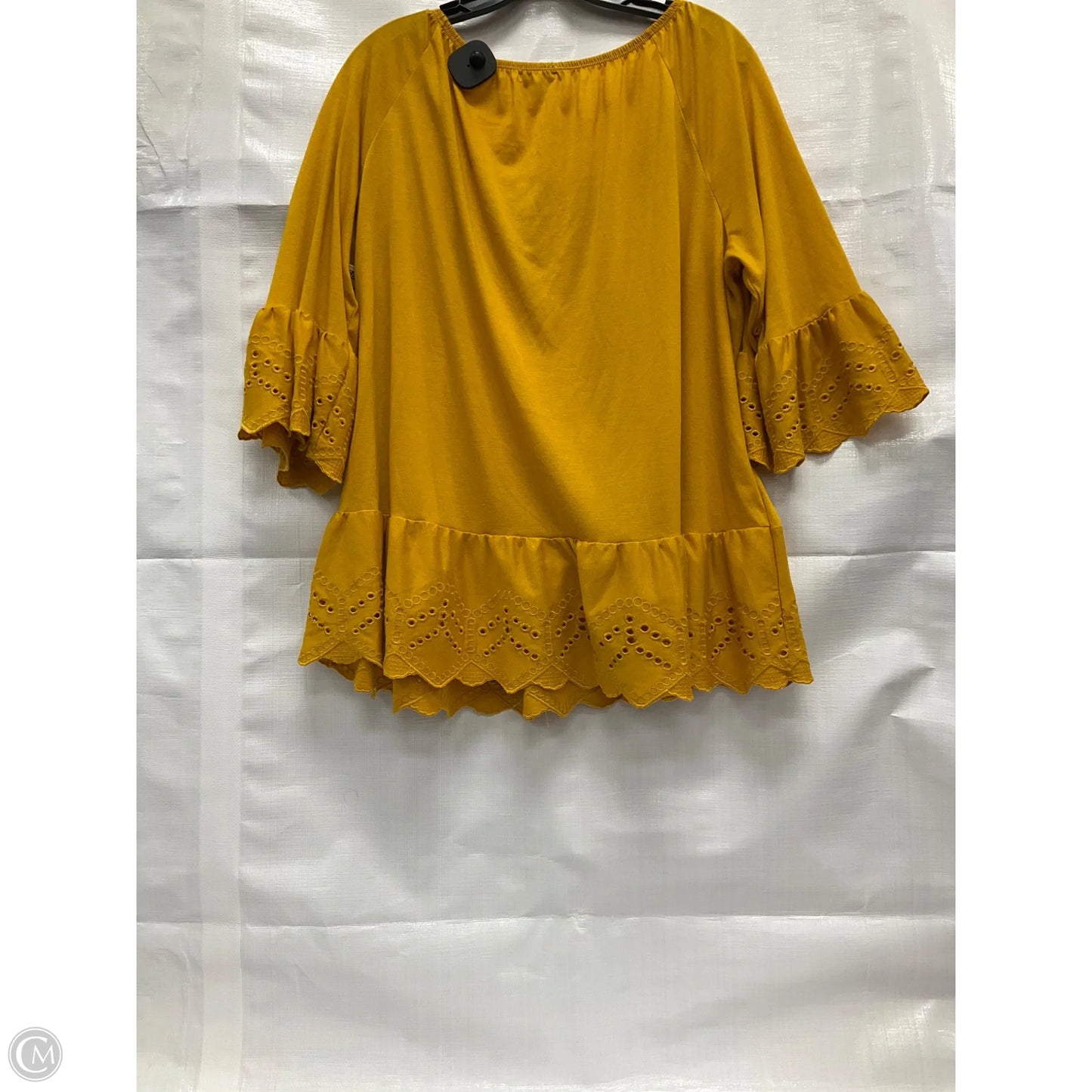 Top 3/4 Sleeve By Fever In Yellow, Size: 2x