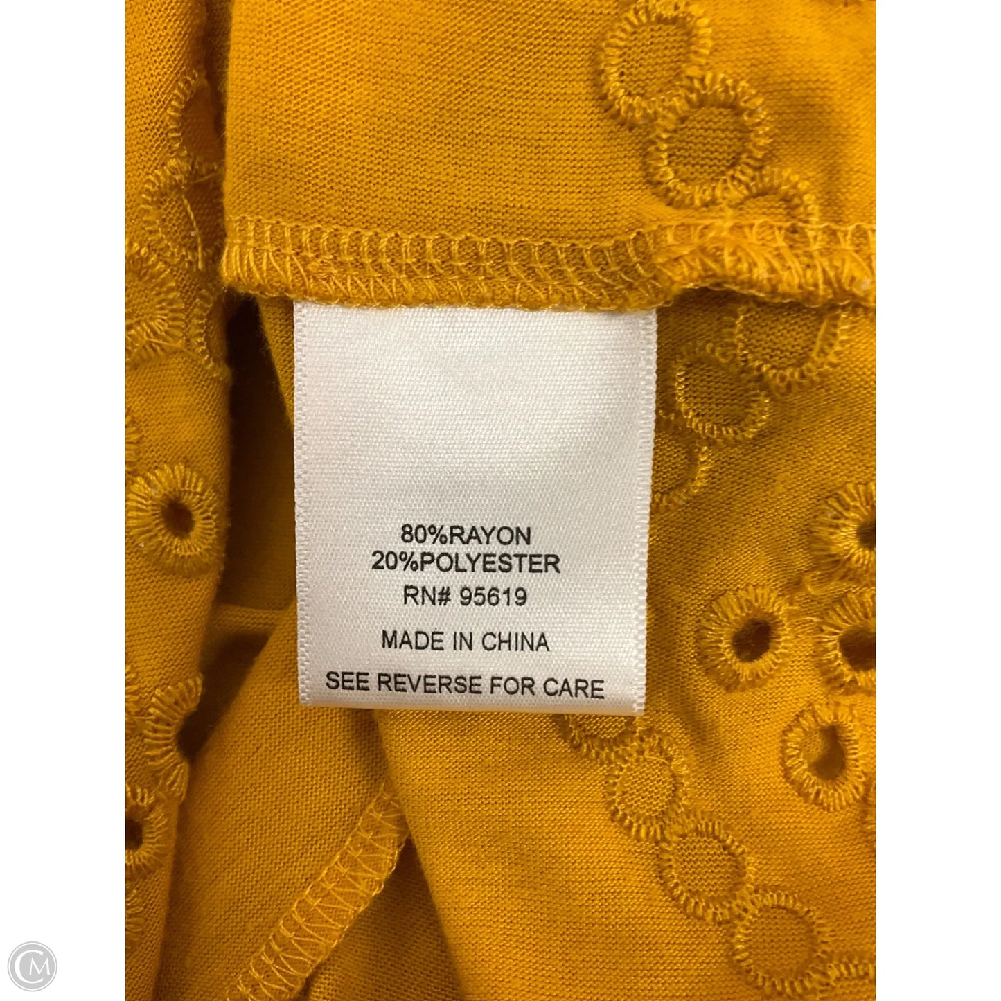 Top 3/4 Sleeve By Fever In Yellow, Size: 2x