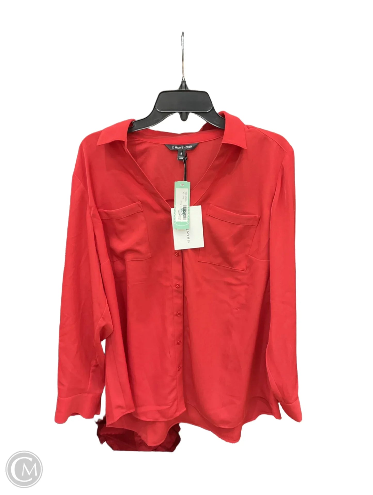 Blouse Long Sleeve By 41 Hawthorn In Red, Size: 2x