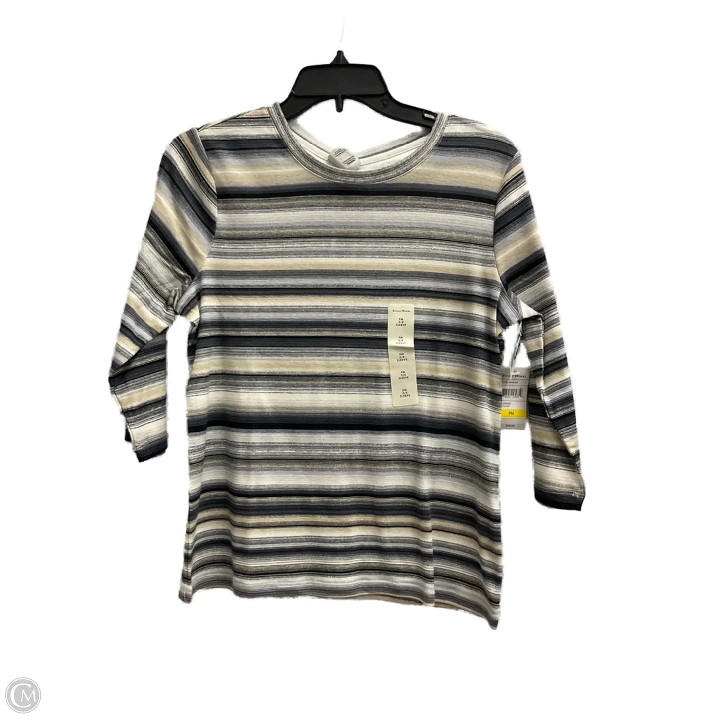 Top 3/4 Sleeve By Studio Works In Striped Pattern, Size: M