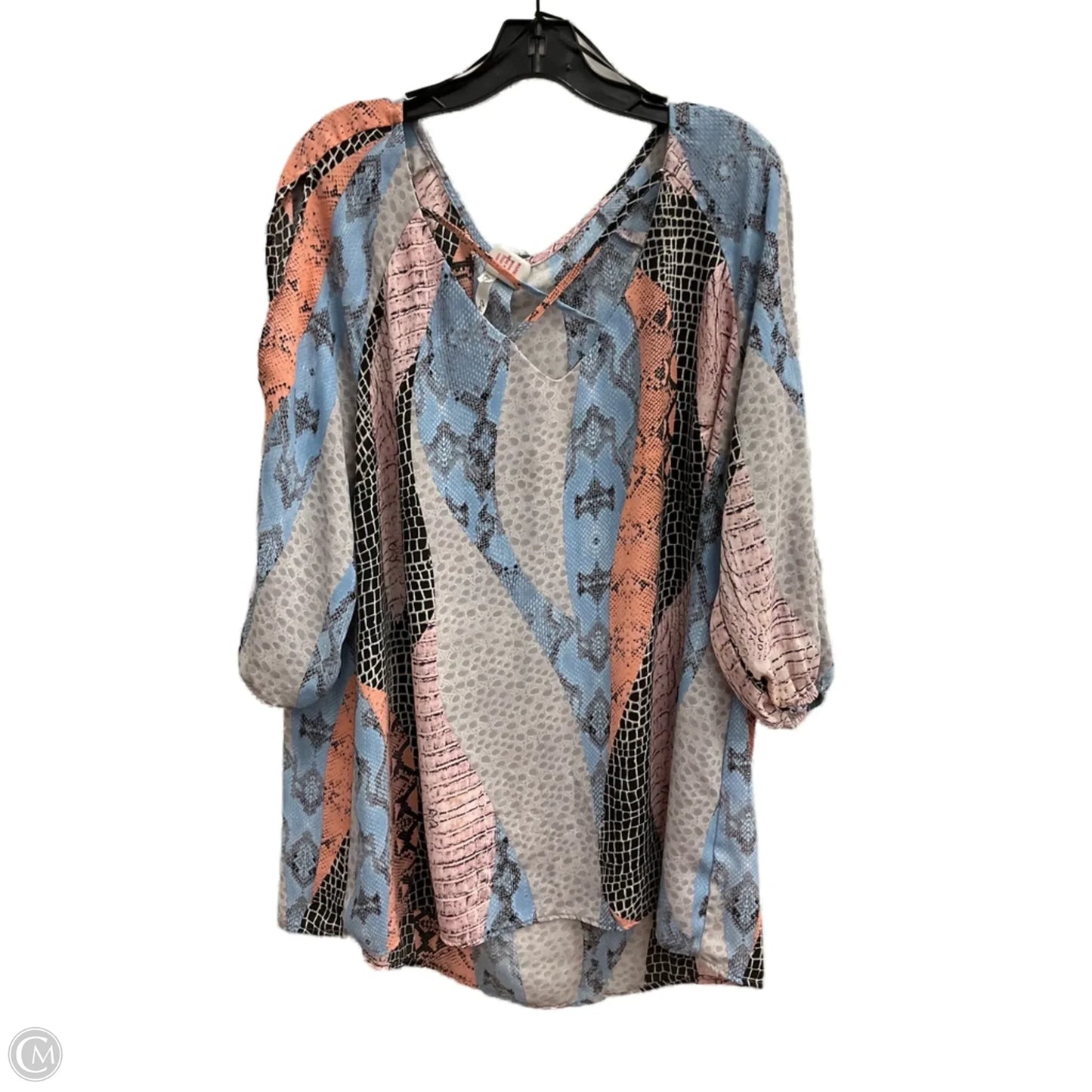 Top Long Sleeve By Ny Collection In Snakeskin Print, Size: 3x