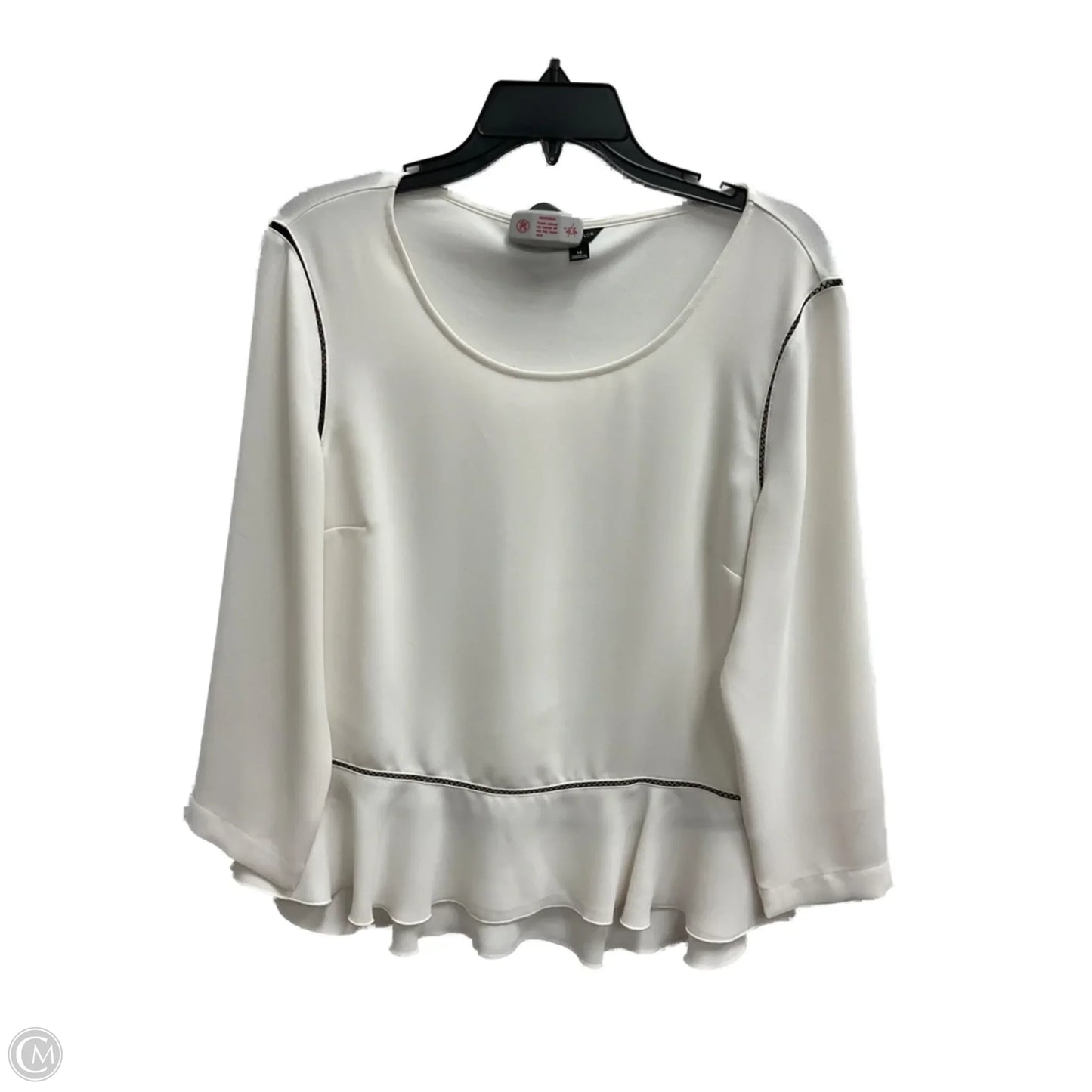 Top Long Sleeve By Ann Taylor In Blue & White, Size: M