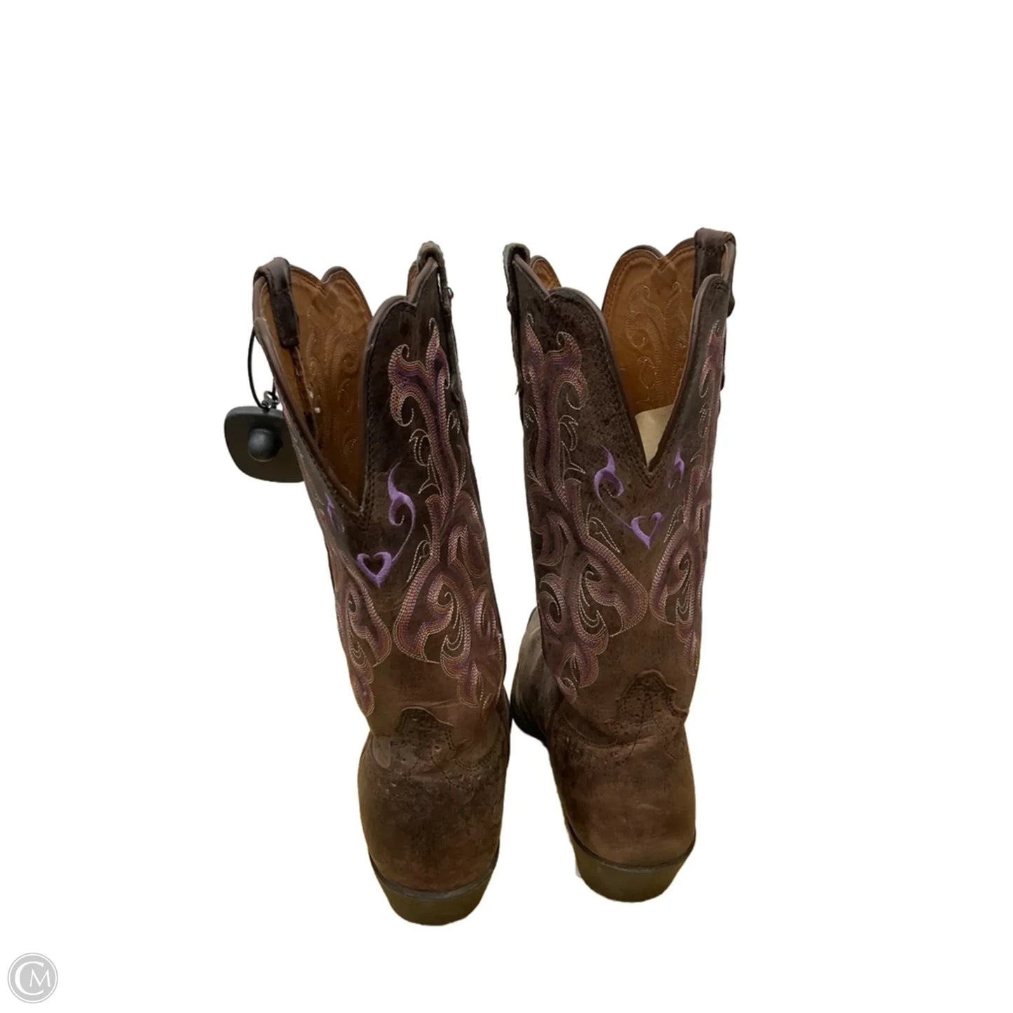 Boots Leather By Justin In Brown & Purple, Size: 10