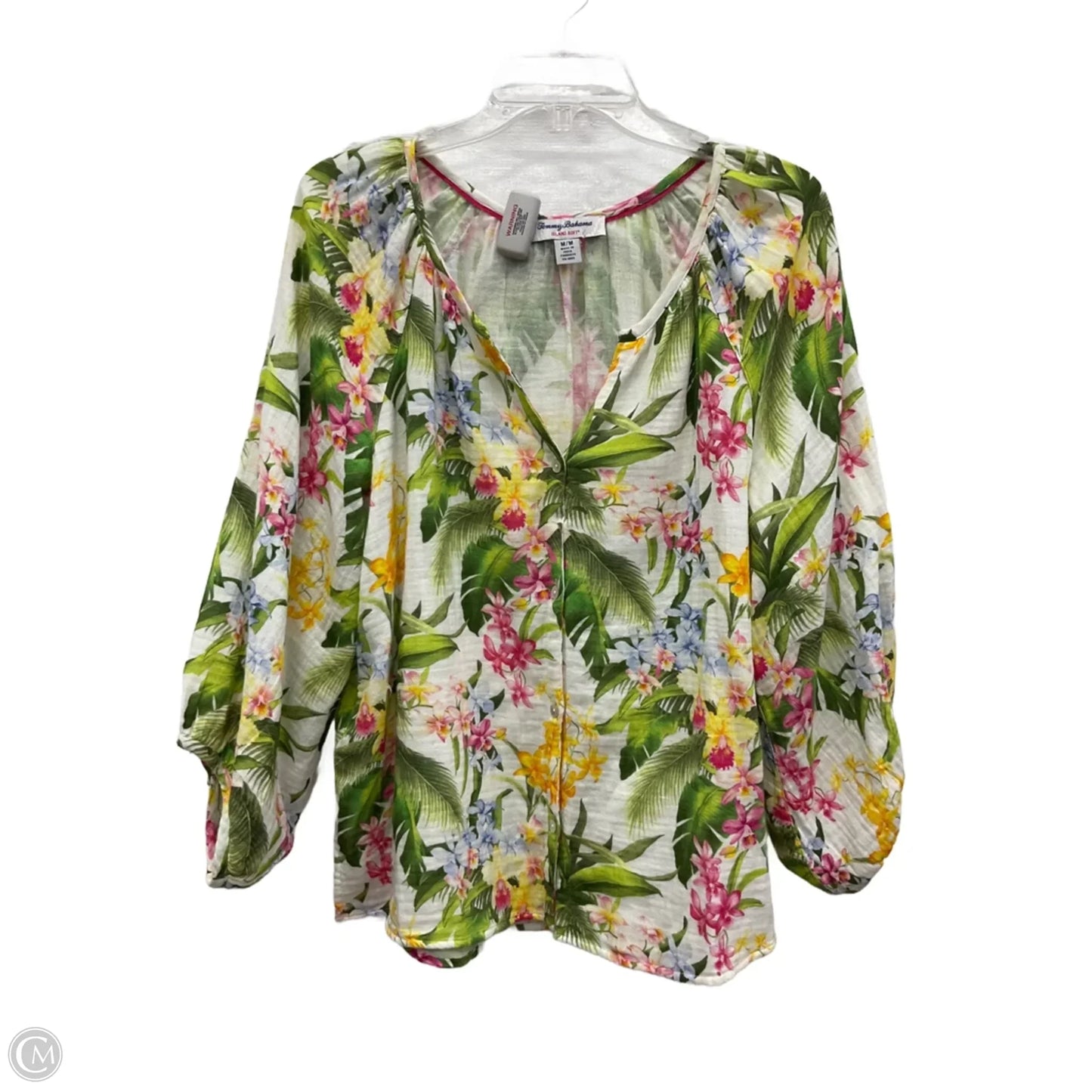 Top 3/4 Sleeve By Tommy Bahama In Tropical Print, Size: M