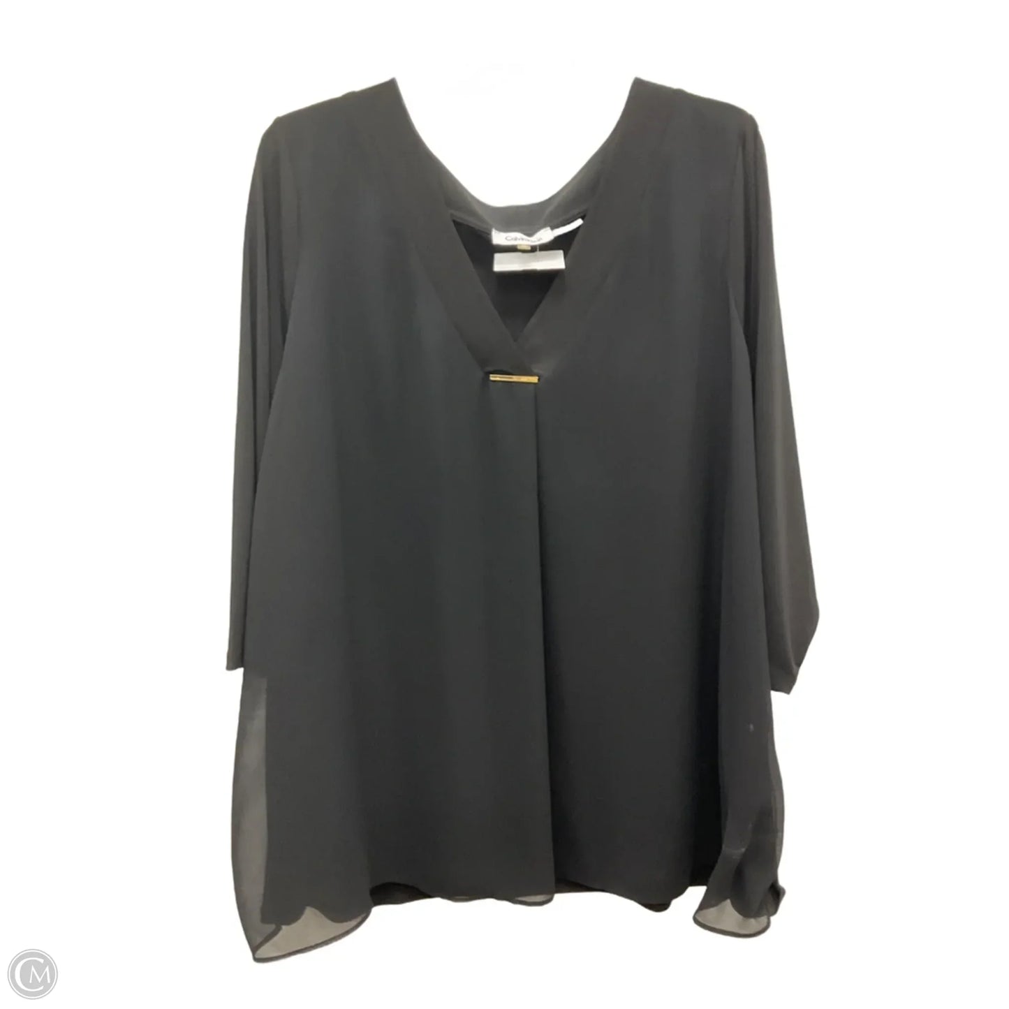 Top 3/4 Sleeve By Calvin Klein In Black, Size: 2x