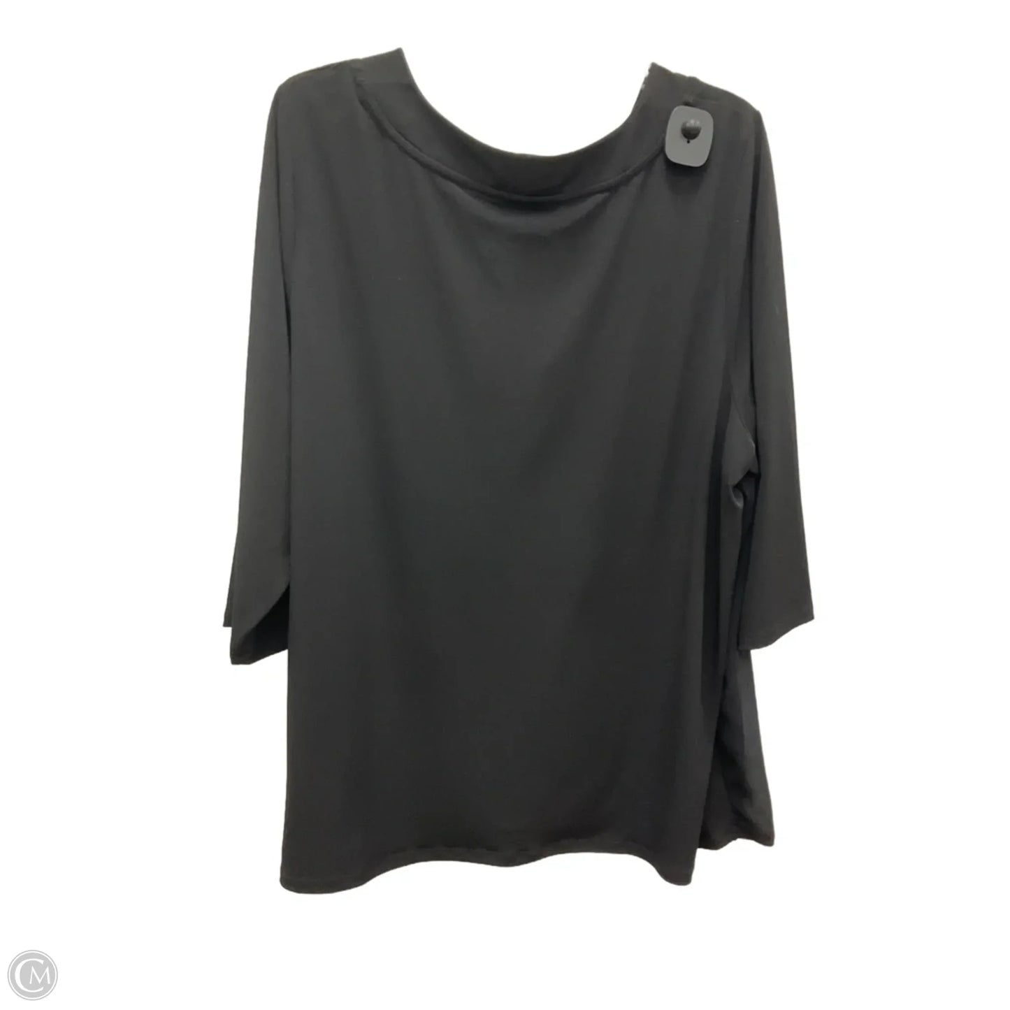 Top 3/4 Sleeve By Calvin Klein In Black, Size: 2x