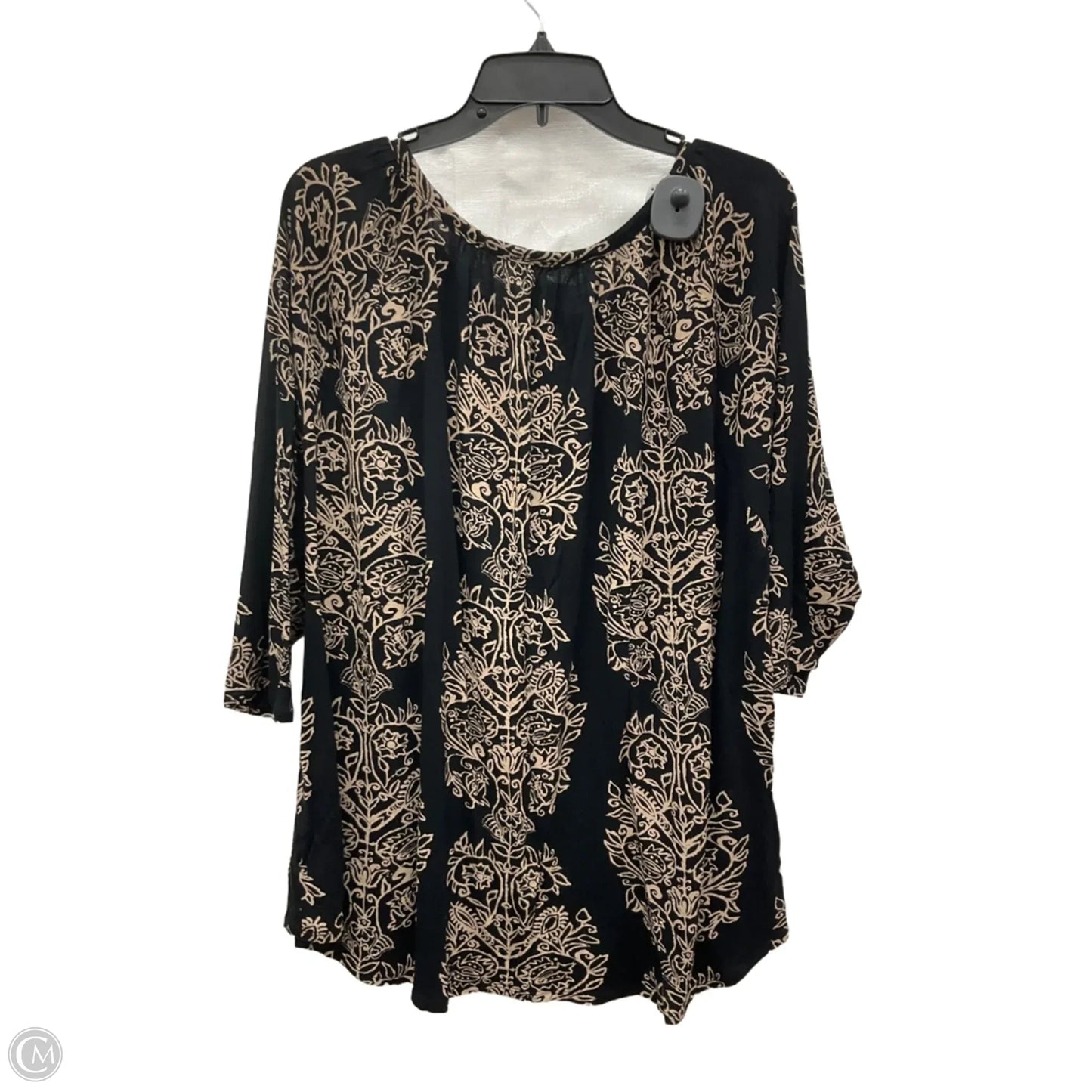 Top Short Sleeve By Lucky Brand In Black & Gold, Size: 3x
