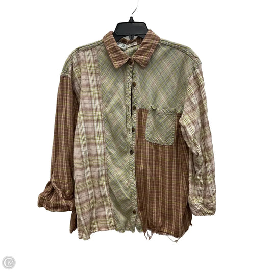 Blouse Long Sleeve By Rewind In Plaid Pattern, Size: Xl