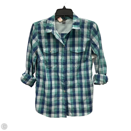 Blouse Long Sleeve By Eddie Bauer In Plaid Pattern, Size: S