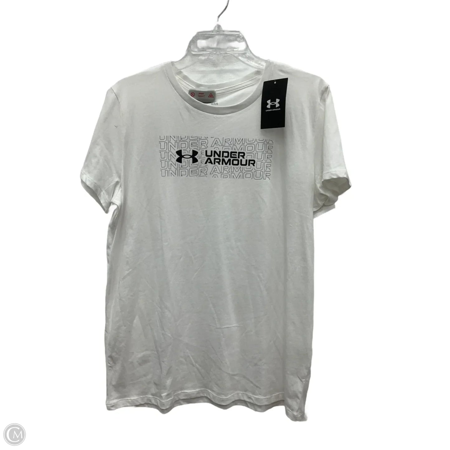 Athletic Top Short Sleeve By Under Armour In White, Size: L