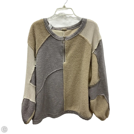 Sweater By Pol In Grey & Tan, Size: M