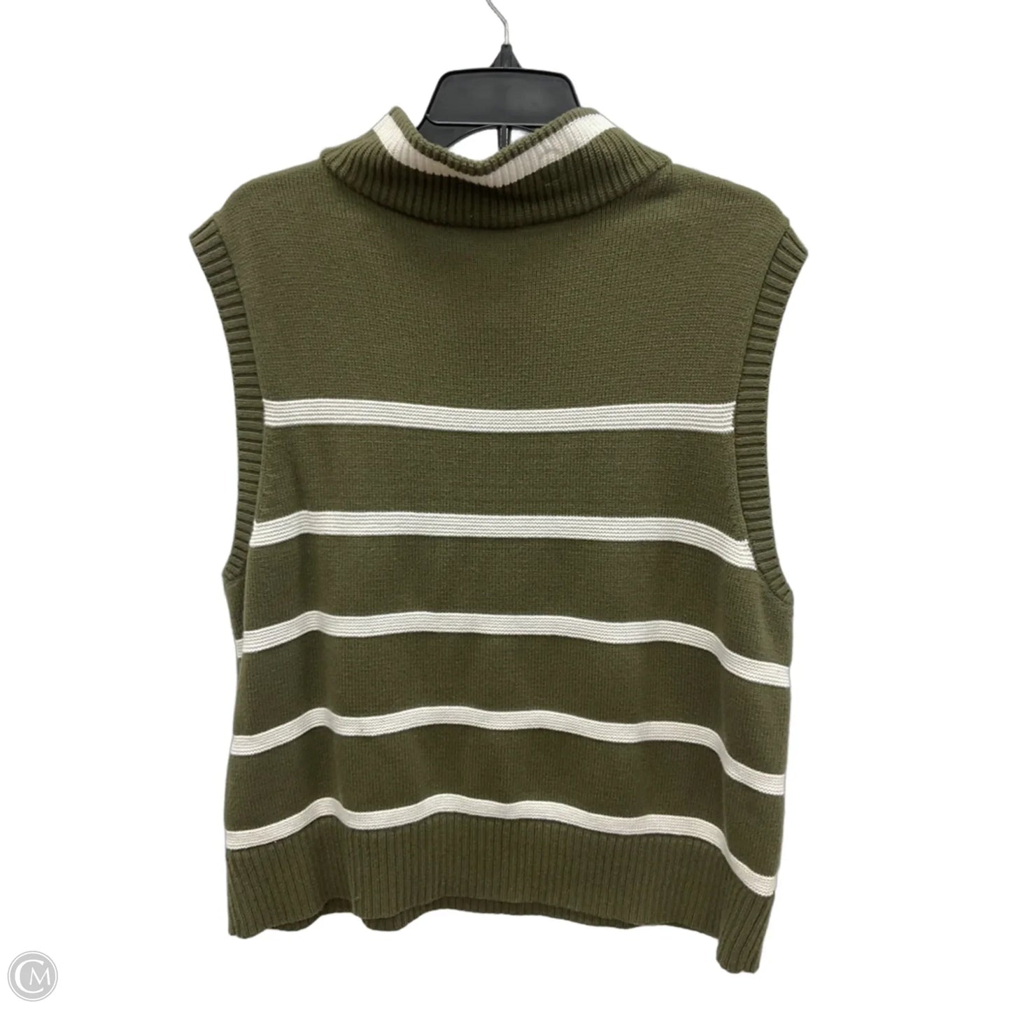 Top Sleeveless By Talbots In Green & White, Size: 1x