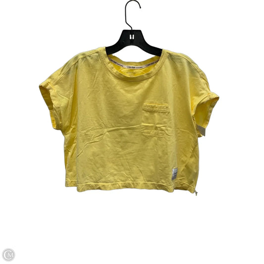 Top Short Sleeve By Calvin Klein In Yellow, Size: S