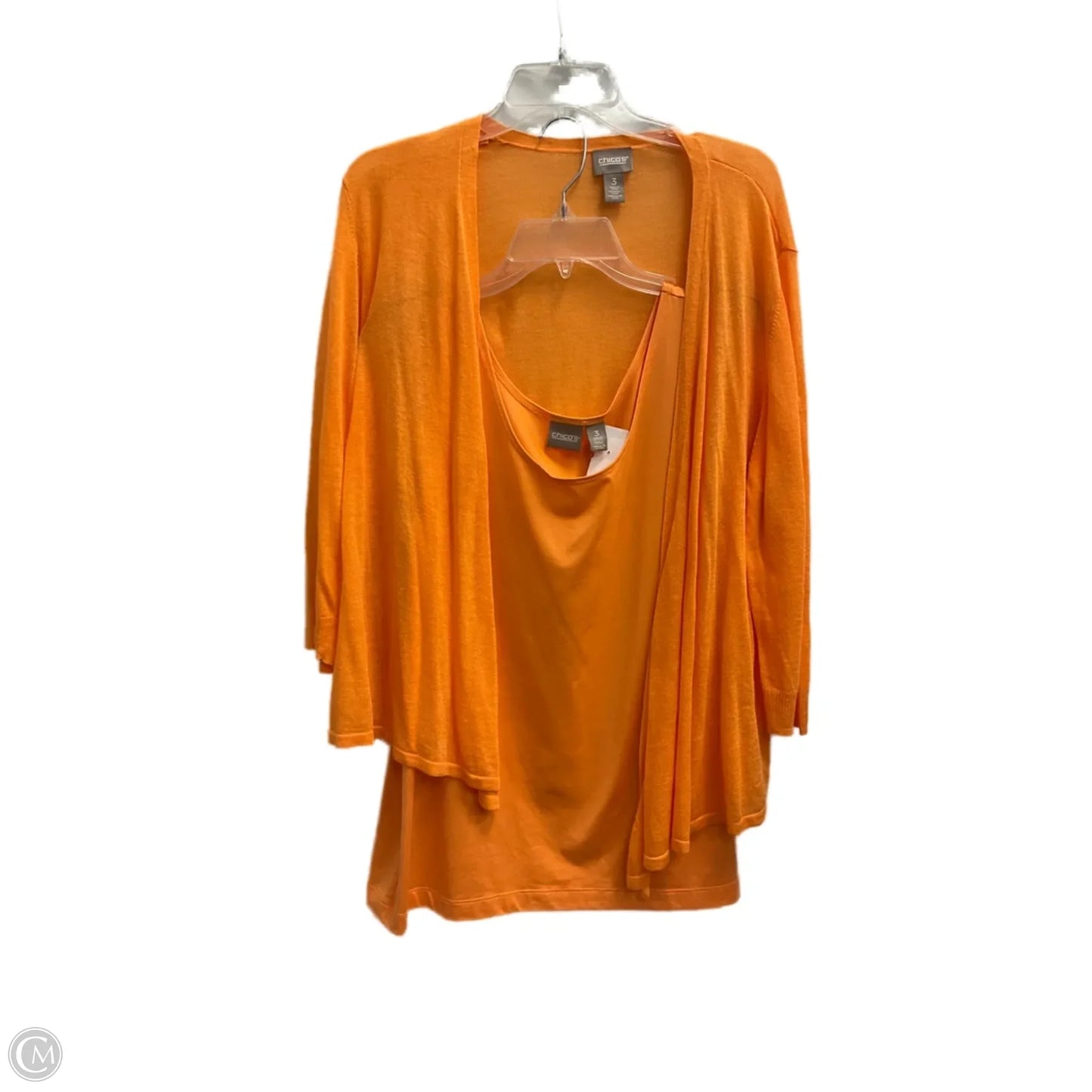 Top 2pc 3/4 Sleeve By Chicos In Orange, Size: Xl
