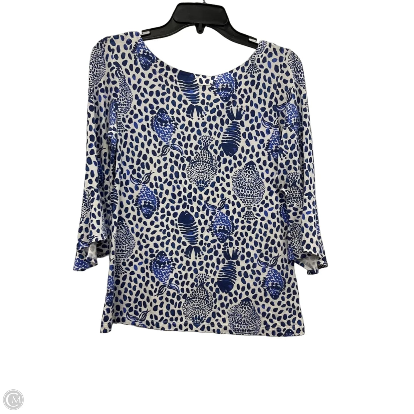 Top 3/4 Sleeve Designer By Lilly Pulitzer In Blue & White, Size: Xs