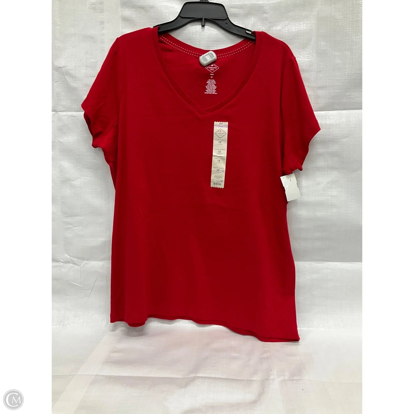 Top Short Sleeve Basic By St Johns Bay In Red, Size: 1x