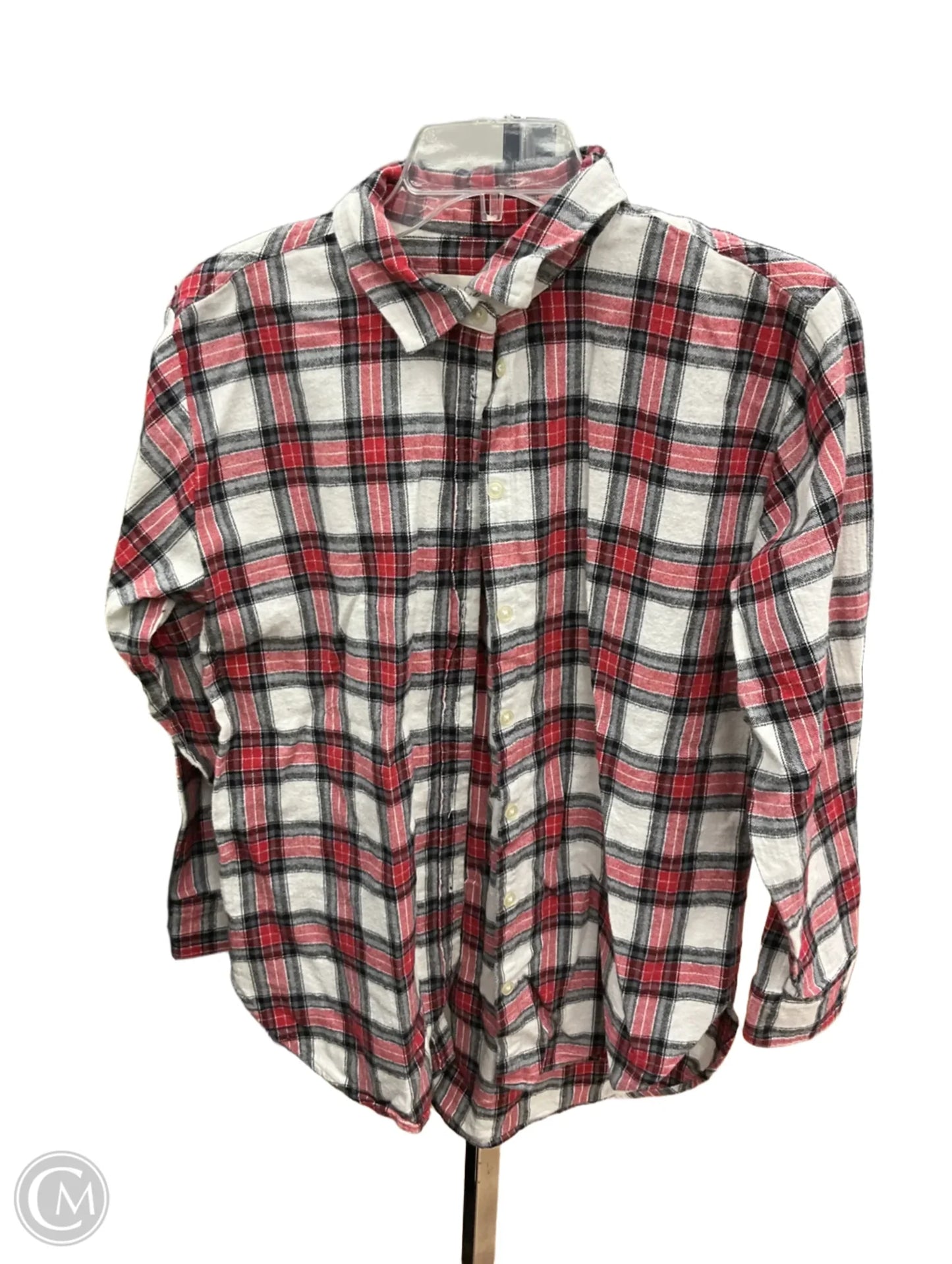 Blouse Long Sleeve By Loft In Red & White, Size: M