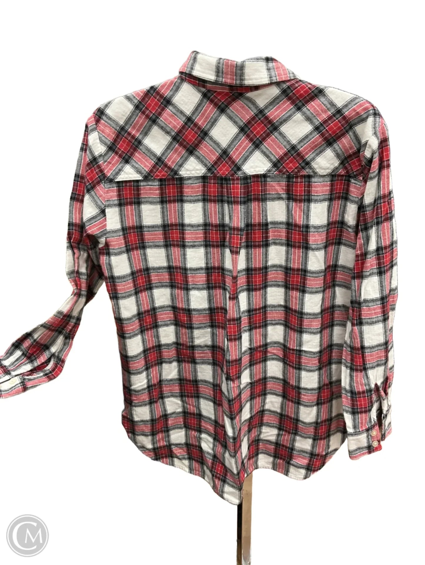 Blouse Long Sleeve By Loft In Red & White, Size: M