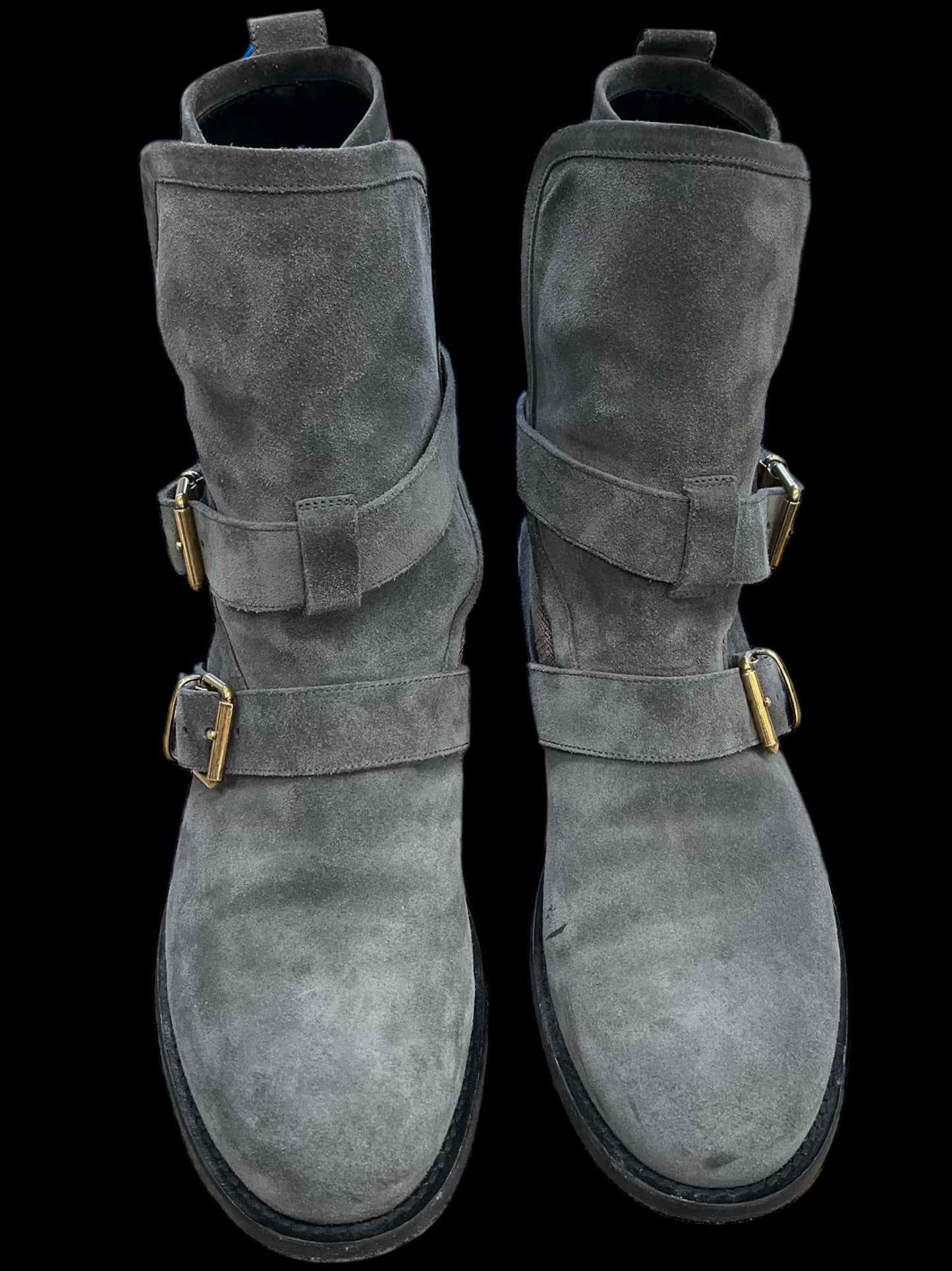 Boots Luxury Designer By Burberry In Grey, Size: 9