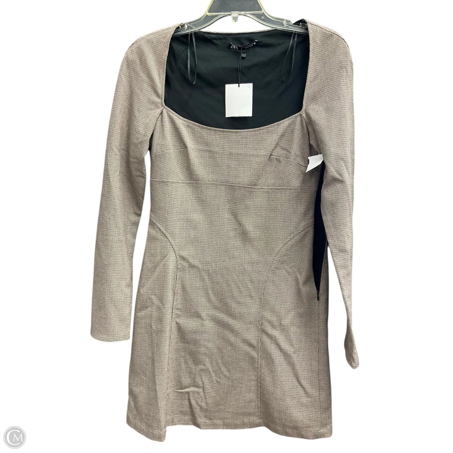 Dress Work By Zara In Brown & Cream, Size: M