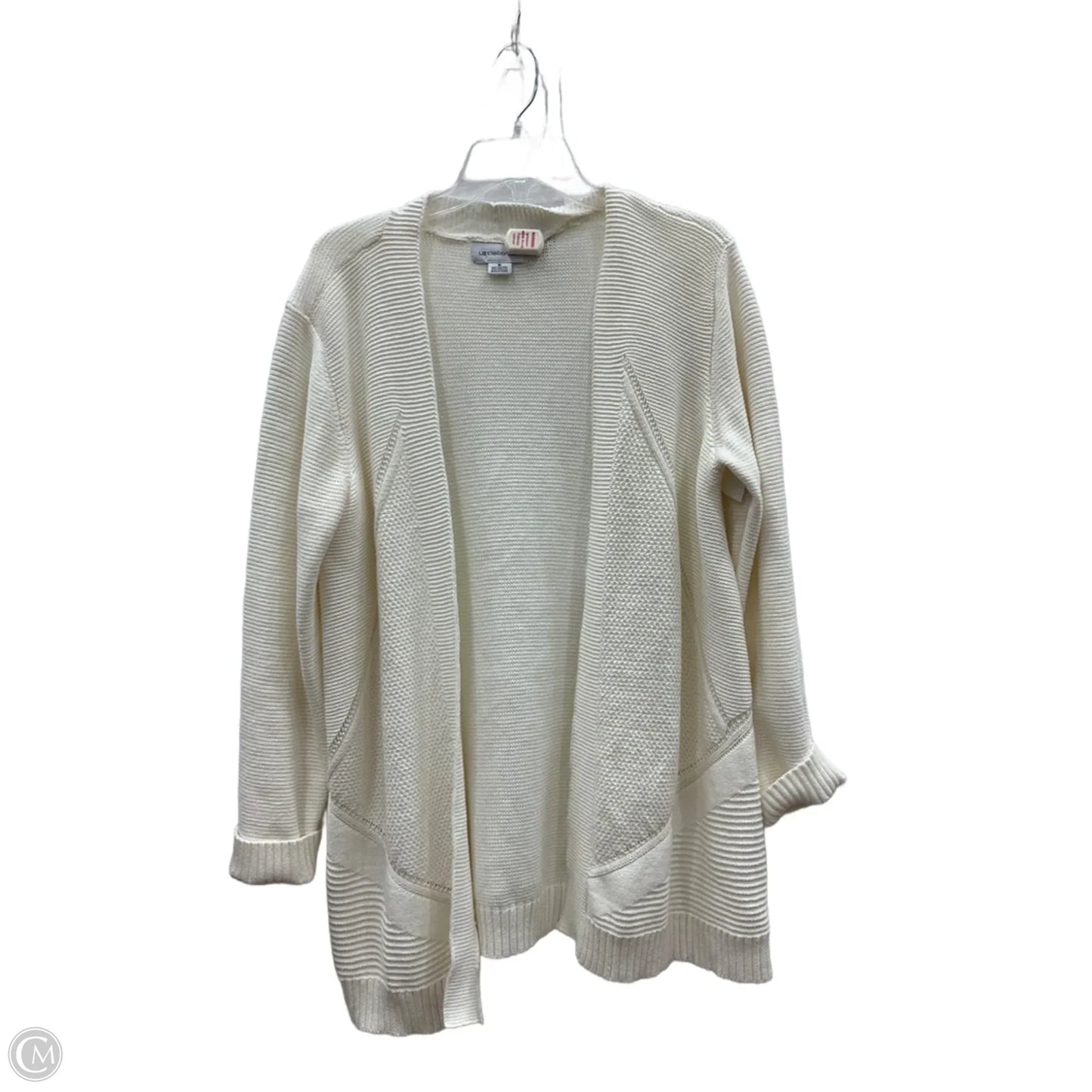 Sweater Cardigan By Liz Claiborne In Cream, Size: M