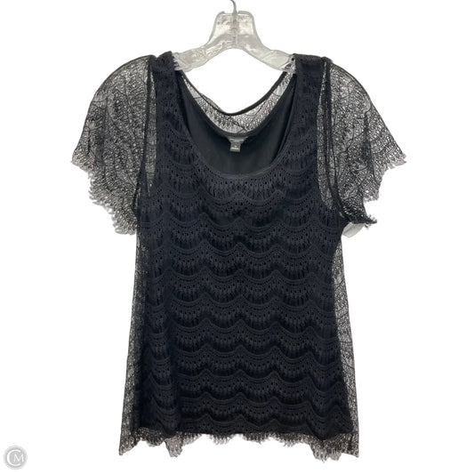 Top Short Sleeve By Ann Taylor In Black, Size: M