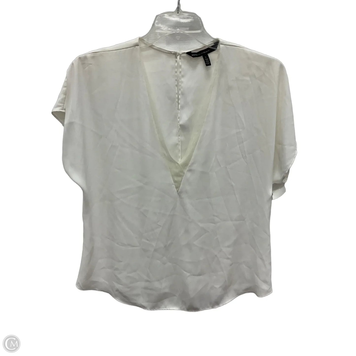 Top Short Sleeve By White House Black Market In Cream, Size: L