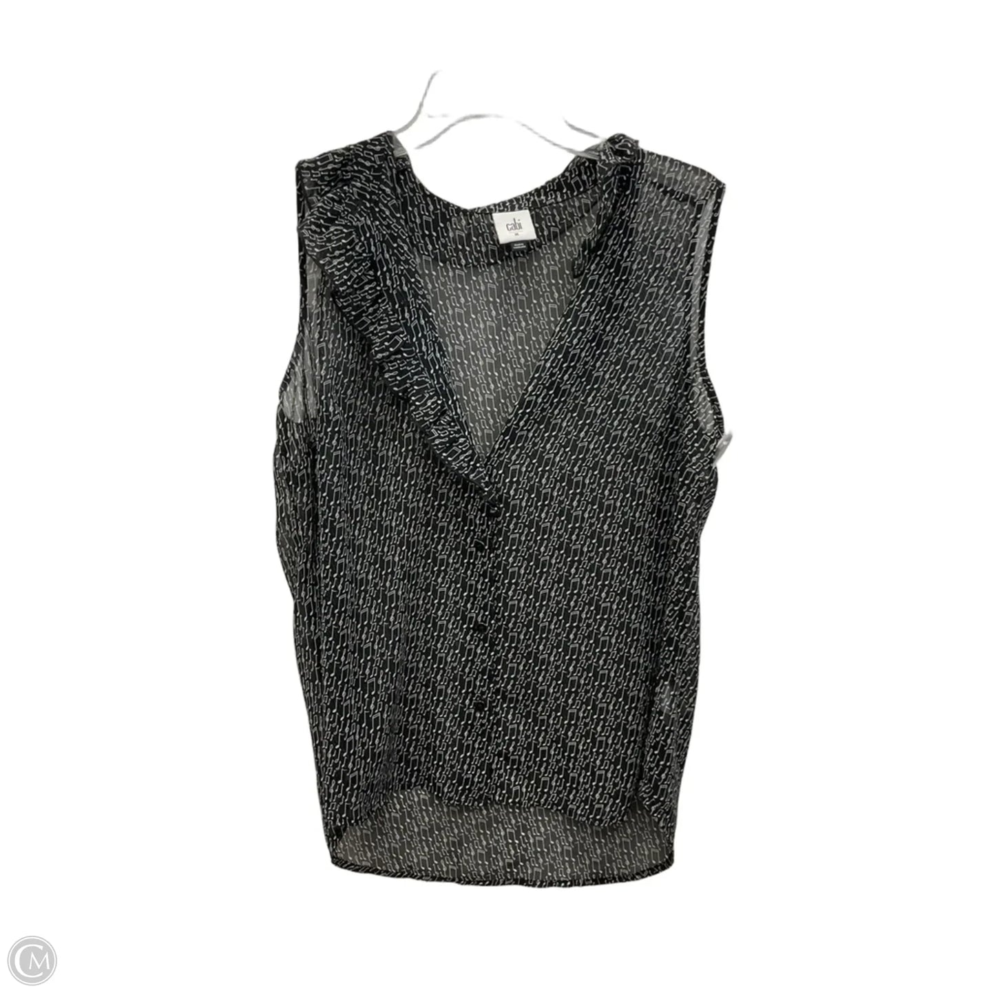 Top Sleeveless By Cabi In Black & White, Size: M