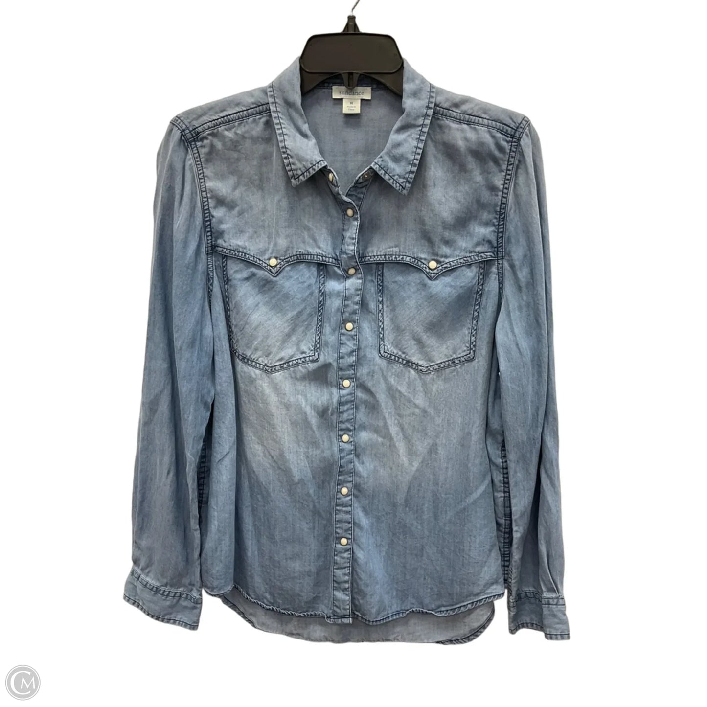 Blouse Long Sleeve By Sundance In Blue Denim, Size: M