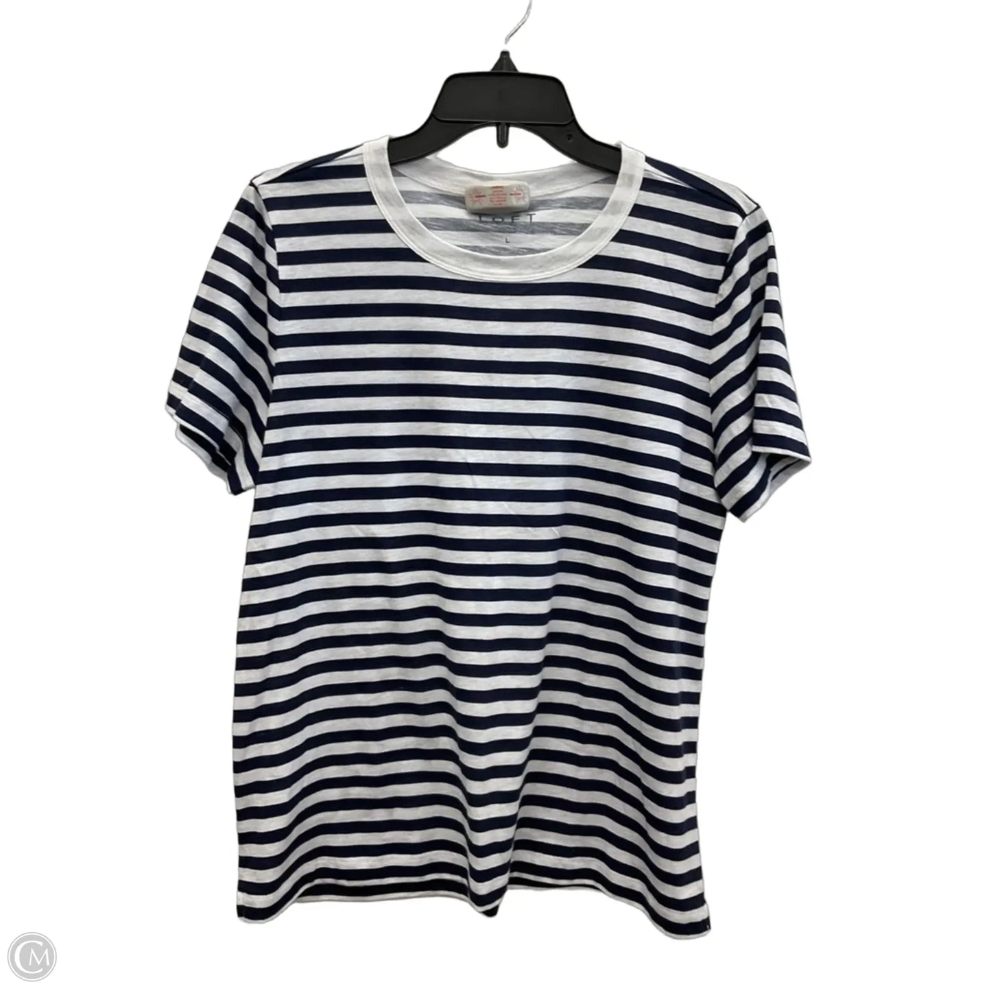 Top Short Sleeve Basic By Loft In Striped Pattern, Size: L