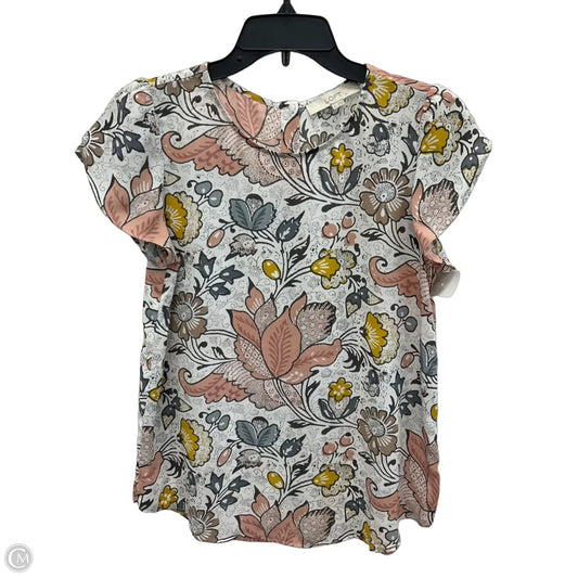 Top Short Sleeve By Loft In Floral Print, Size: Xs