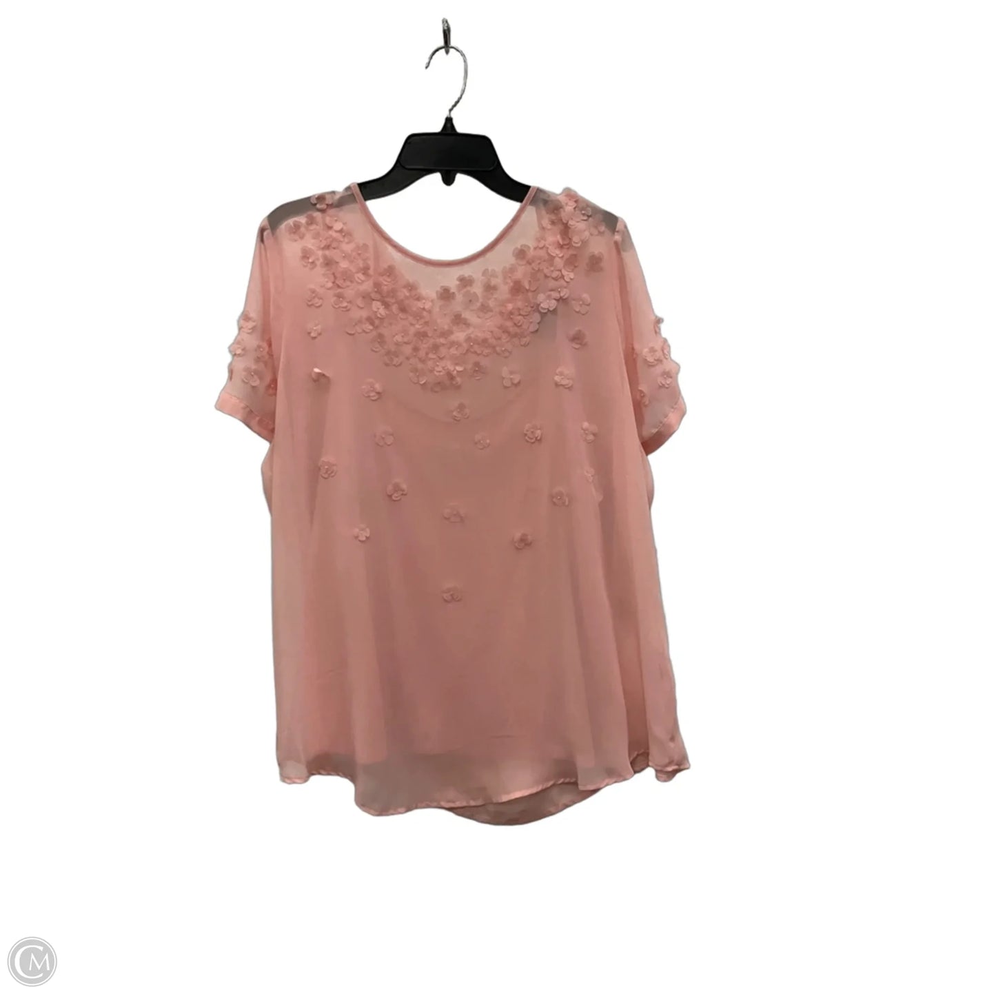 Top Short Sleeve By Liz Claiborne In Pink, Size: 1x