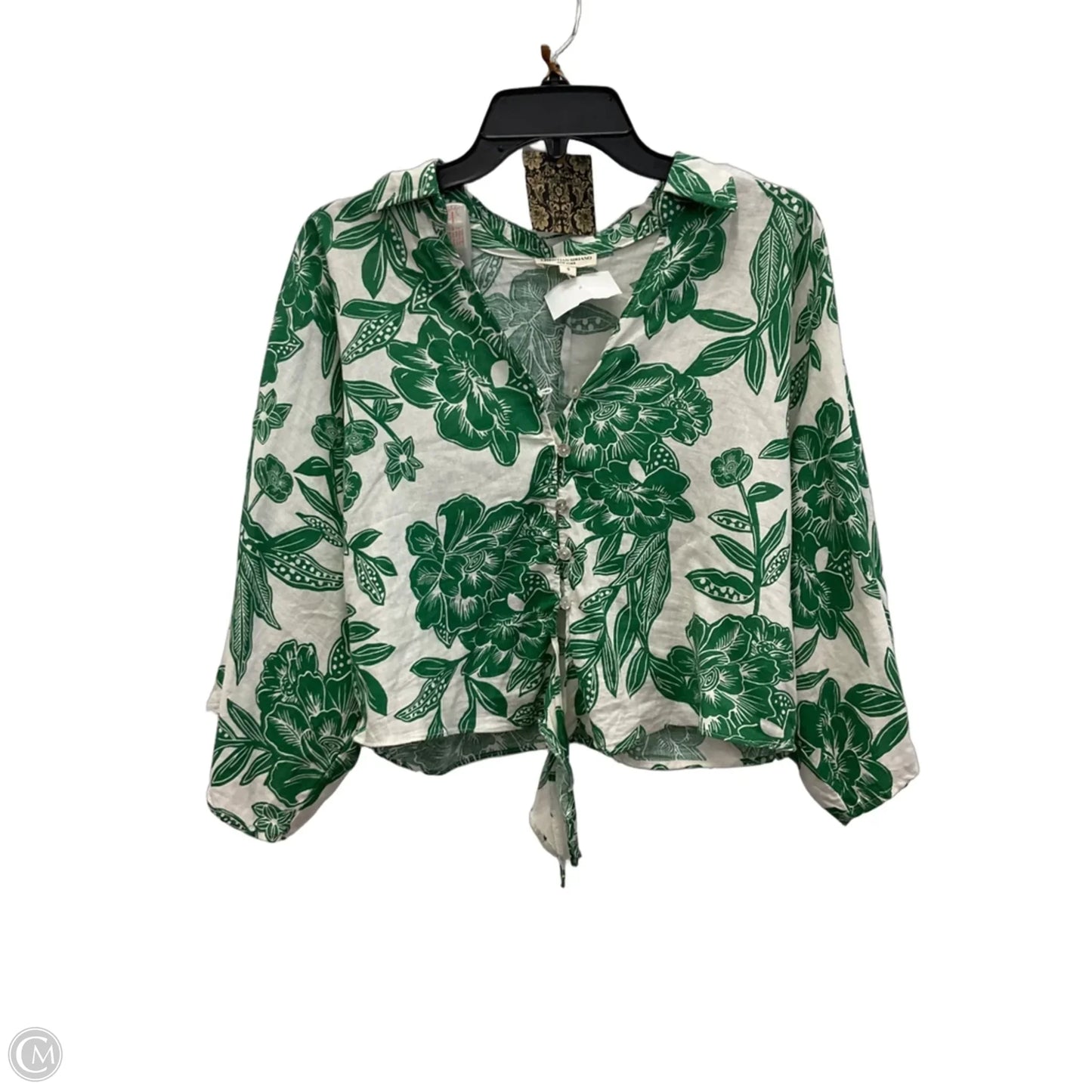 Top 3/4 Sleeve By Christian Siriano In Green, Size: S