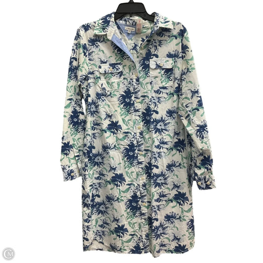 Dress Casual Midi By Cmc In Blue & White, Size: 10