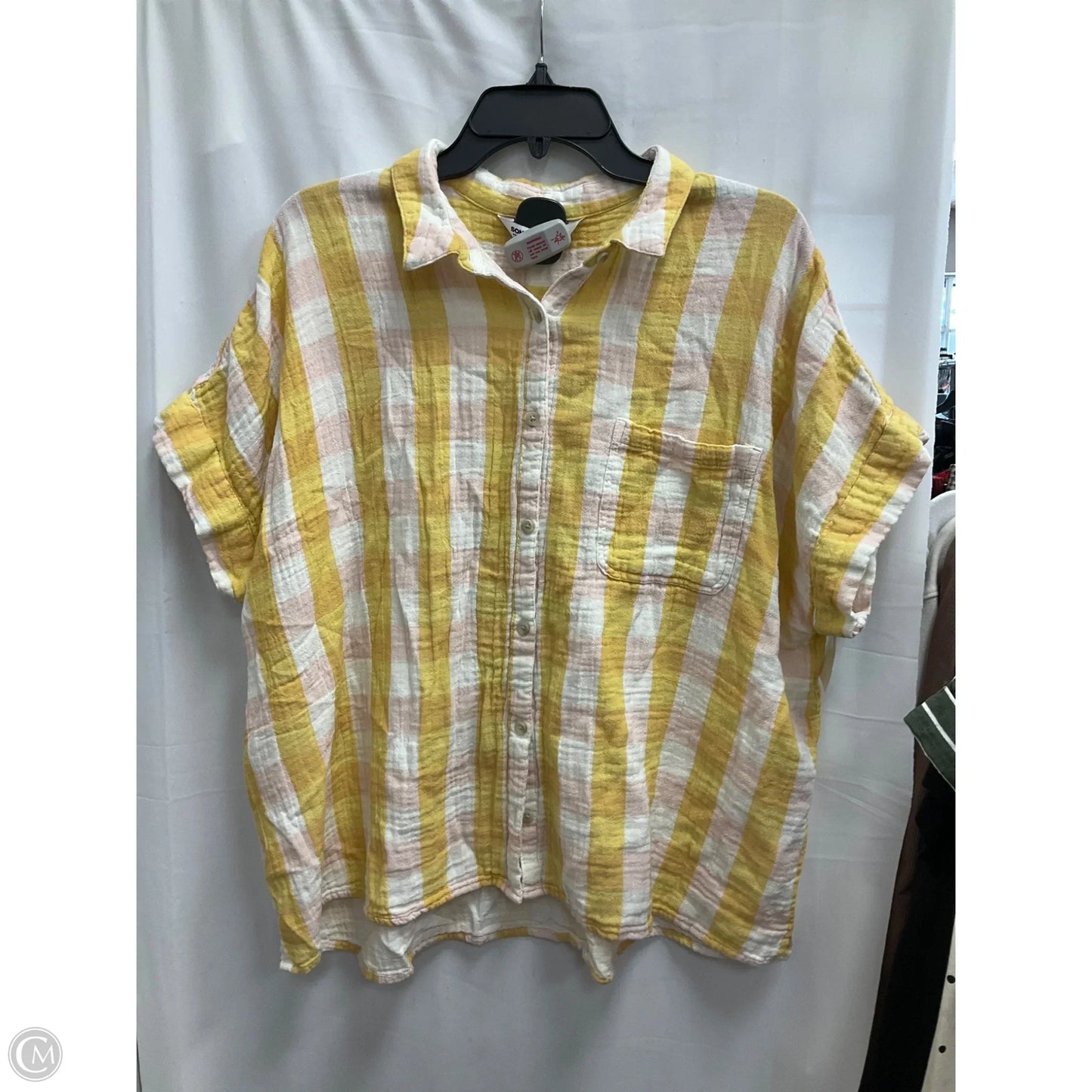 Top Short Sleeve By Sonoma In Checkered Pattern, Size: Xxl